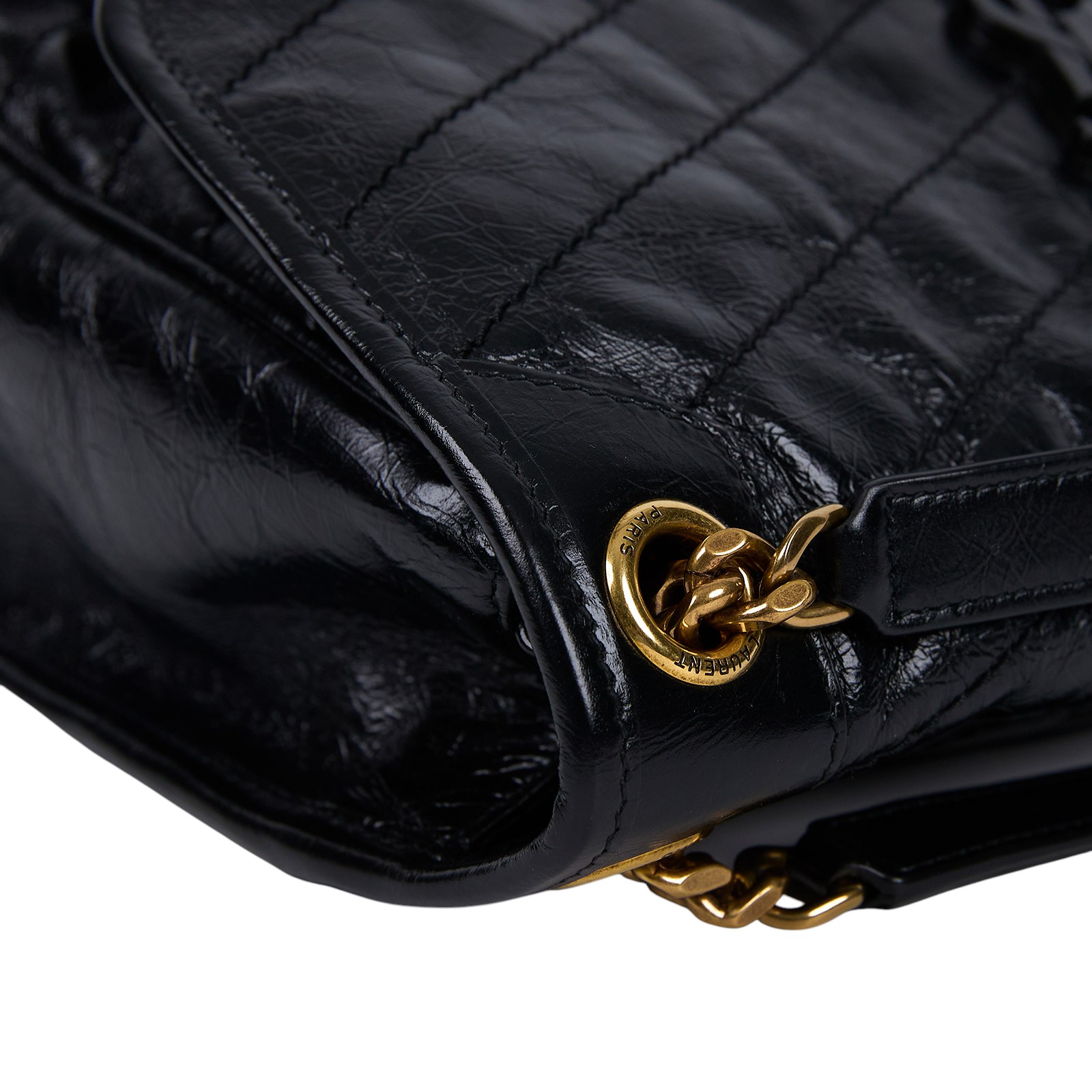 聖羅蘭 YSL SAINT LAURENT Niki 復古皮革 中型手袋 金色五金 6331580EN07 黑NIKI中號 防塵袋/購買證明影本