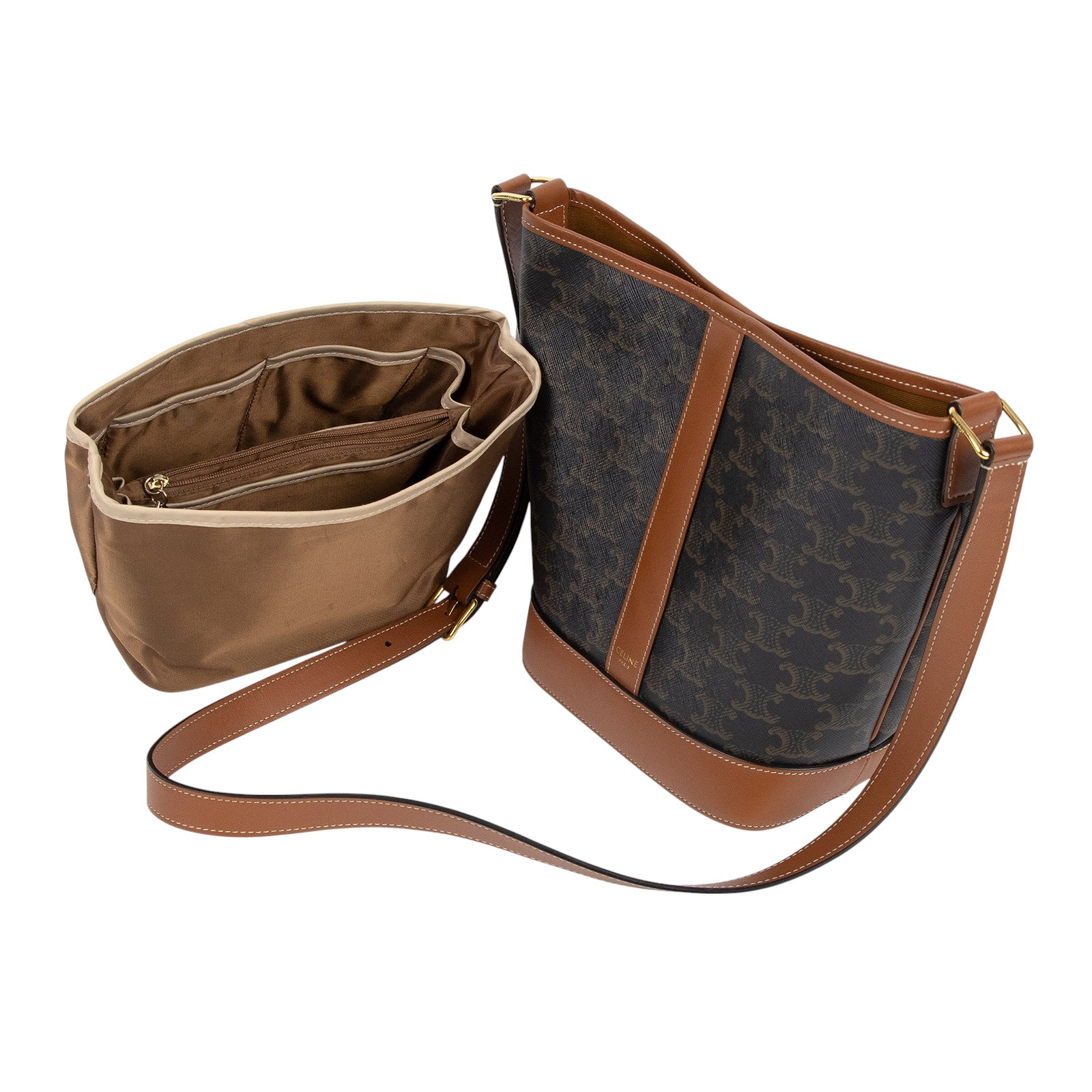 思琳 CELINE Triomphe帆布 小型 Bucket 肩背 水桶包 191442CAS 凱旋水桶包 小號 無附屬品