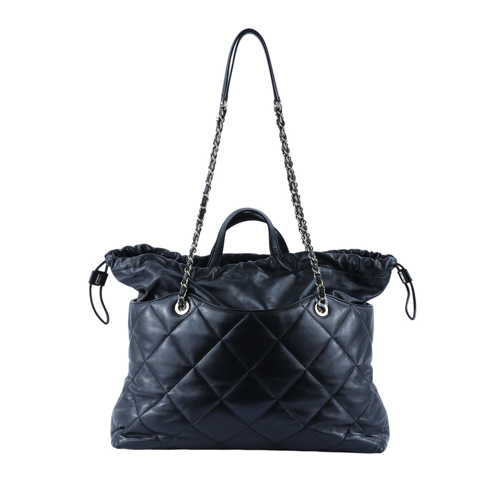 香奈兒 CHANEL 購物包 小型  28開黑束口肩背包 保證卡