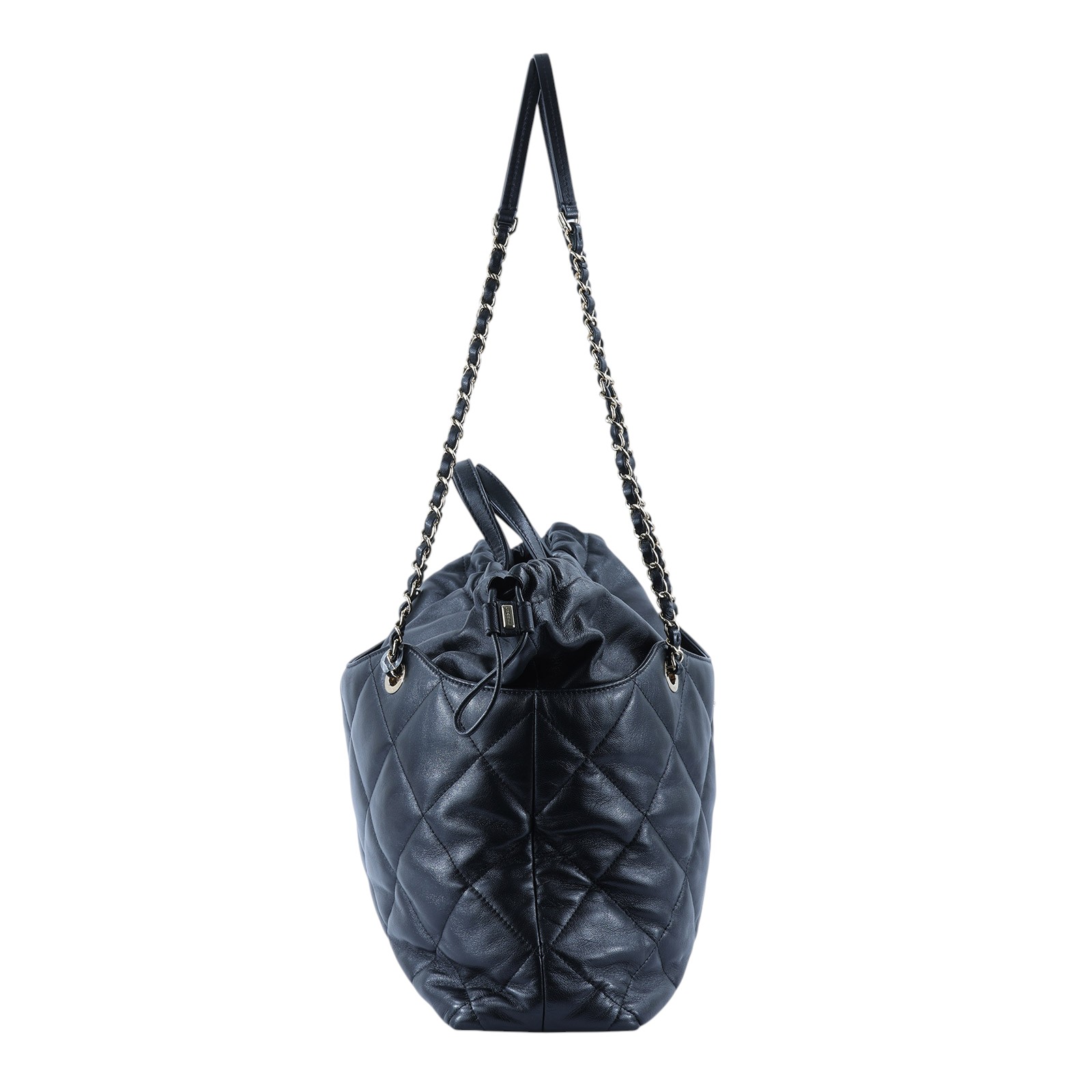 香奈兒 CHANEL 購物包 小型  28開黑束口肩背包 保證卡