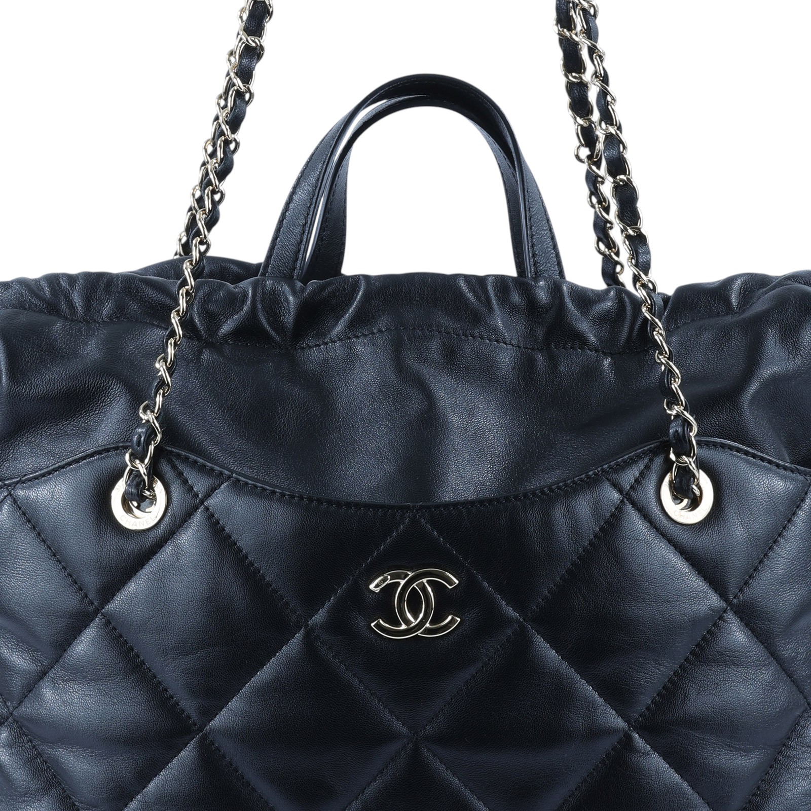 香奈兒 CHANEL 購物包 小型  28開黑束口肩背包 保證卡