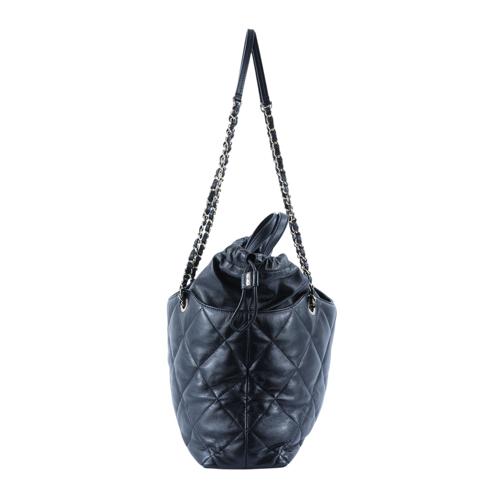 香奈兒 CHANEL 購物包 小型  28開黑束口肩背包 保證卡