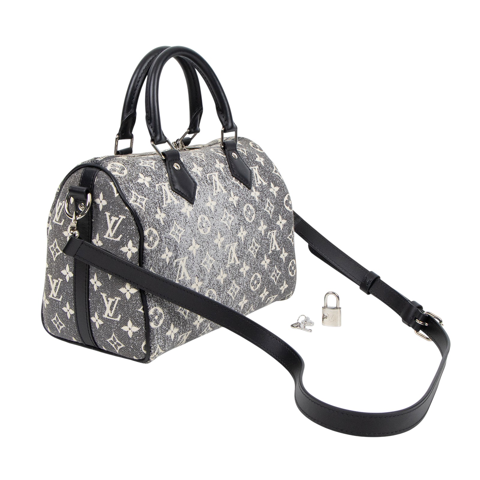 路易威登 LOUIS VUITTON SPEEDY Bandoulière 25 老花 單寧 波士頓包 手提包 M21464 晶片款  防塵袋/鎖組/背帶