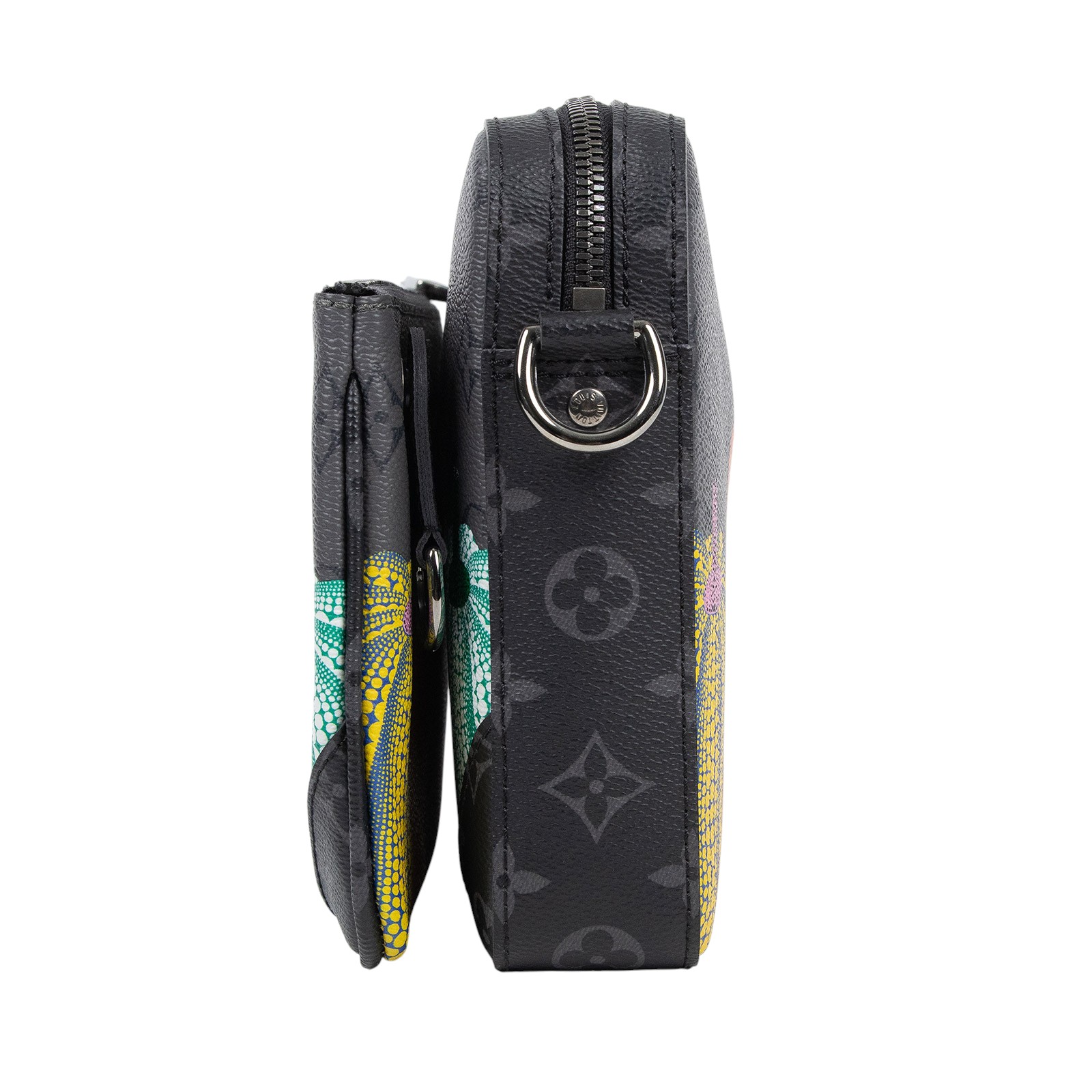 路易威登 LOUIS VUITTON LV x YK Trio 草間彌生 老花 三合一 郵差包 M46435 晶片款 黑南瓜郵差包 防塵袋