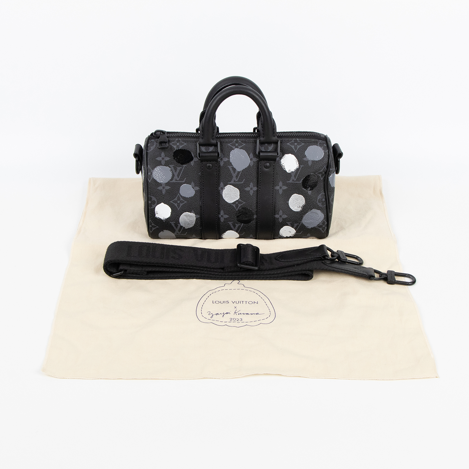 路易威登 LOUIS VUITTON LV x YK Keepall 25 老花 草間彌生 波士頓包 斜背包 M46406 晶片款  防塵袋