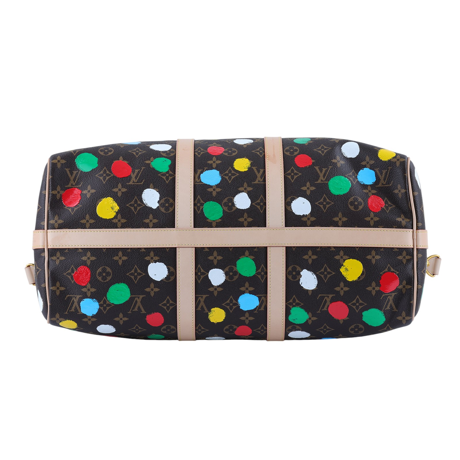 路易威登 LOUIS VUITTON LV x YK Keepall 45 草間彌生 波點 老花 手提 斜背 旅行袋 M46377 晶片款  防塵袋/背帶/ 鎖組