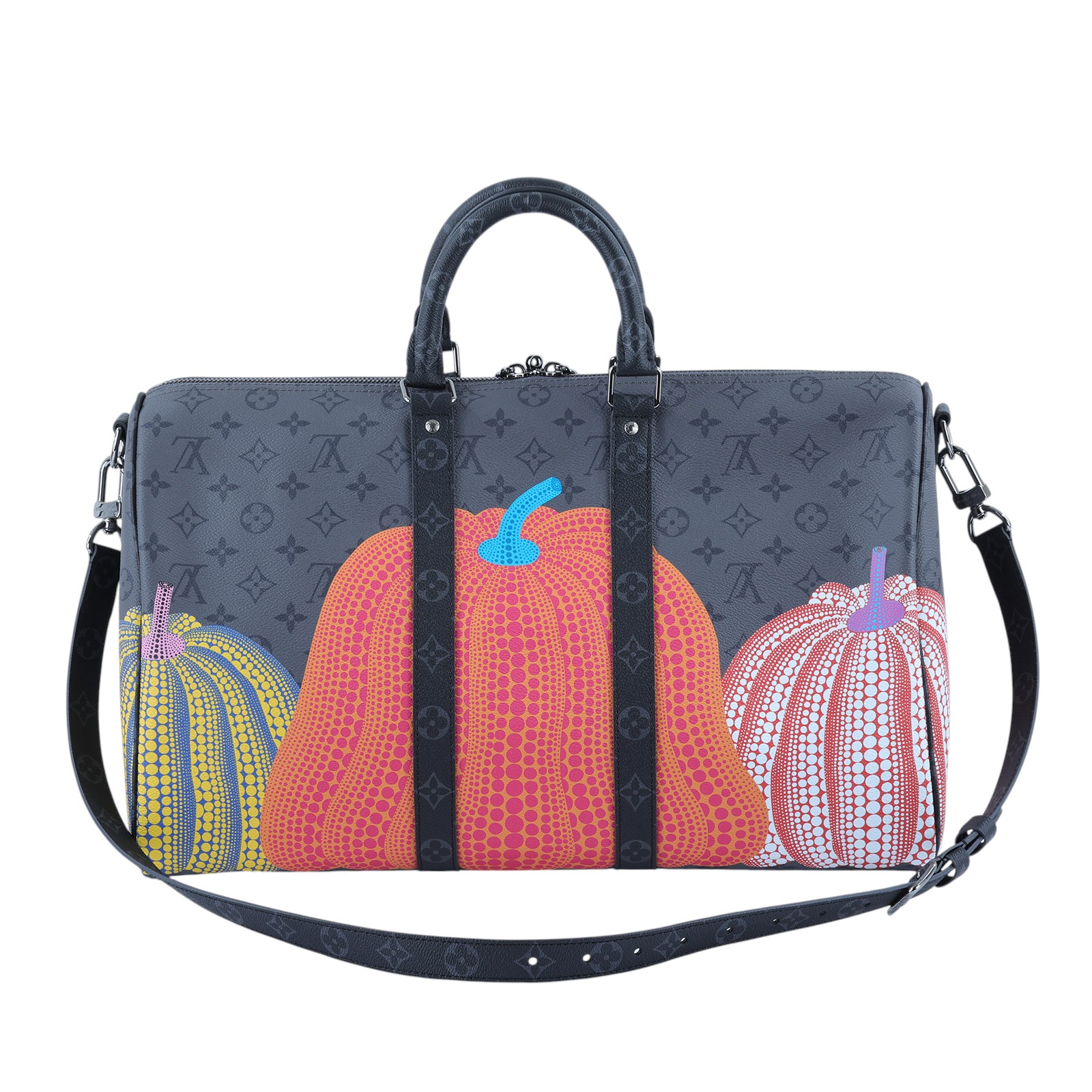 路易威登 LOUIS VUITTON LV x YK Keepall 45 草間彌生 南瓜 老花 手提 斜背 旅行袋 M46441 晶片款  防塵袋/背帶/ 鎖組/吊牌
