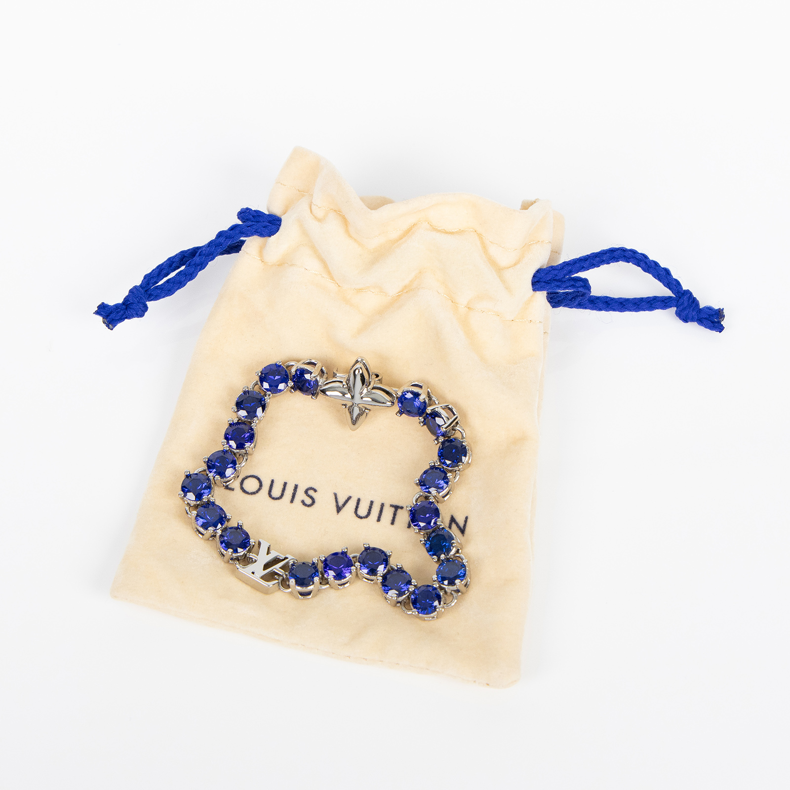 路易威登 LOUIS VUITTON 藍色寶石 造型 手鍊 M1062M 藍寶造型手鍊 防塵袋