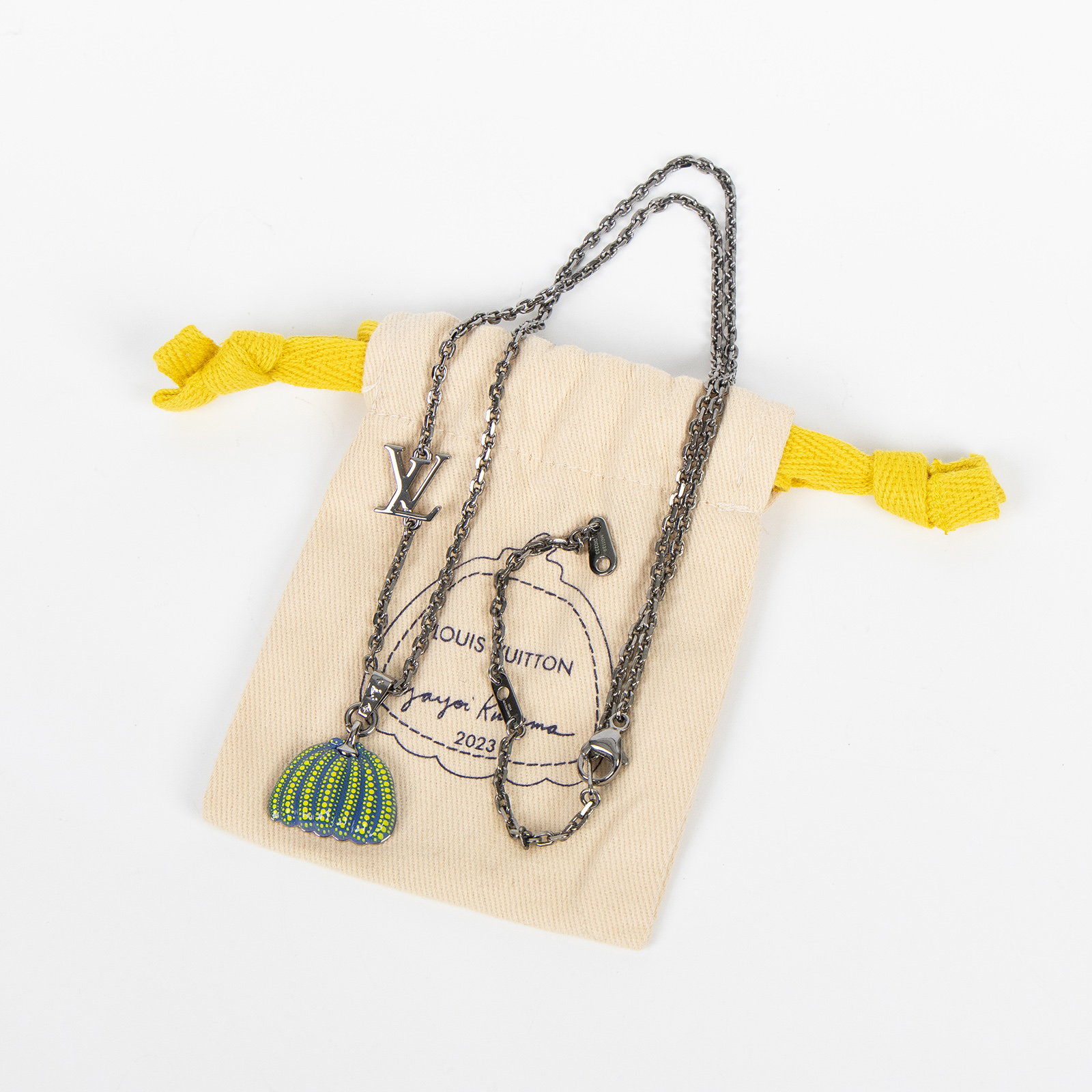 路易威登 LOUIS VUITTON LV x YK Pumpkin 草間彌生 項鍊 M01139 藍黃南瓜項鍊 防塵袋
