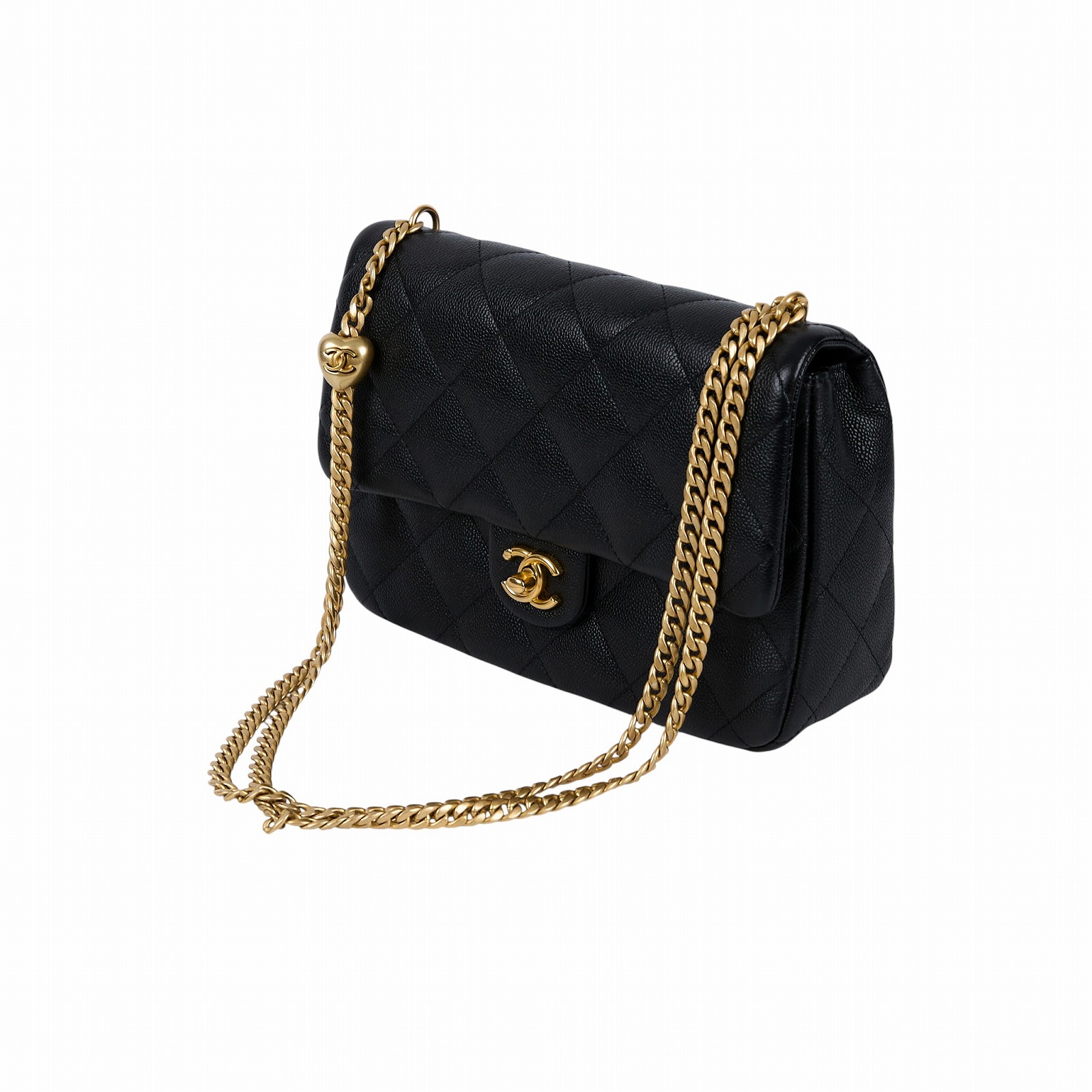 香奈兒 CHANEL Square CF 方胖 口蓋包 AS3921 B10277 晶片款 黑荔枝愛心調節練包 原廠盒子/防塵袋/國外購買證明