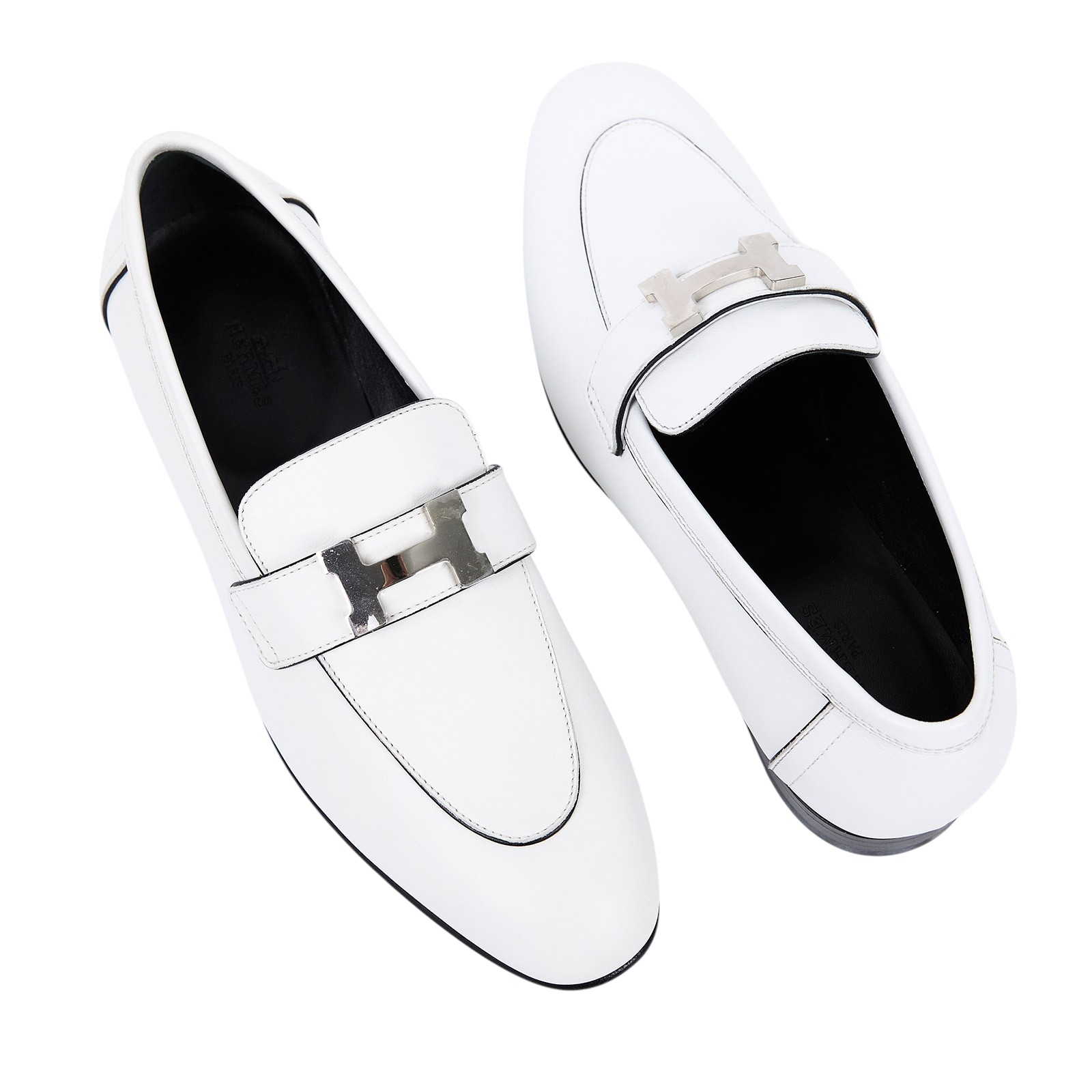 愛馬仕 Hermes Paris loafer 樂福鞋 白色 黑色 H221004Zv90375 WS221004Z 白H樂福鞋 #37.5 原廠盒子/防塵袋