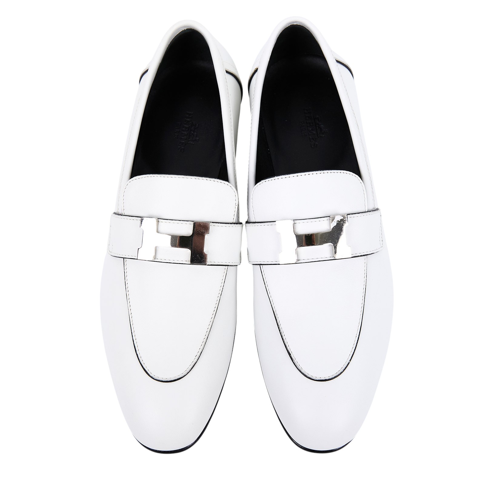 愛馬仕 Hermes Paris loafer 樂福鞋 白色 黑色 H221004Zv90375 WS221004Z 白H樂福鞋 #37.5 原廠盒子/防塵袋