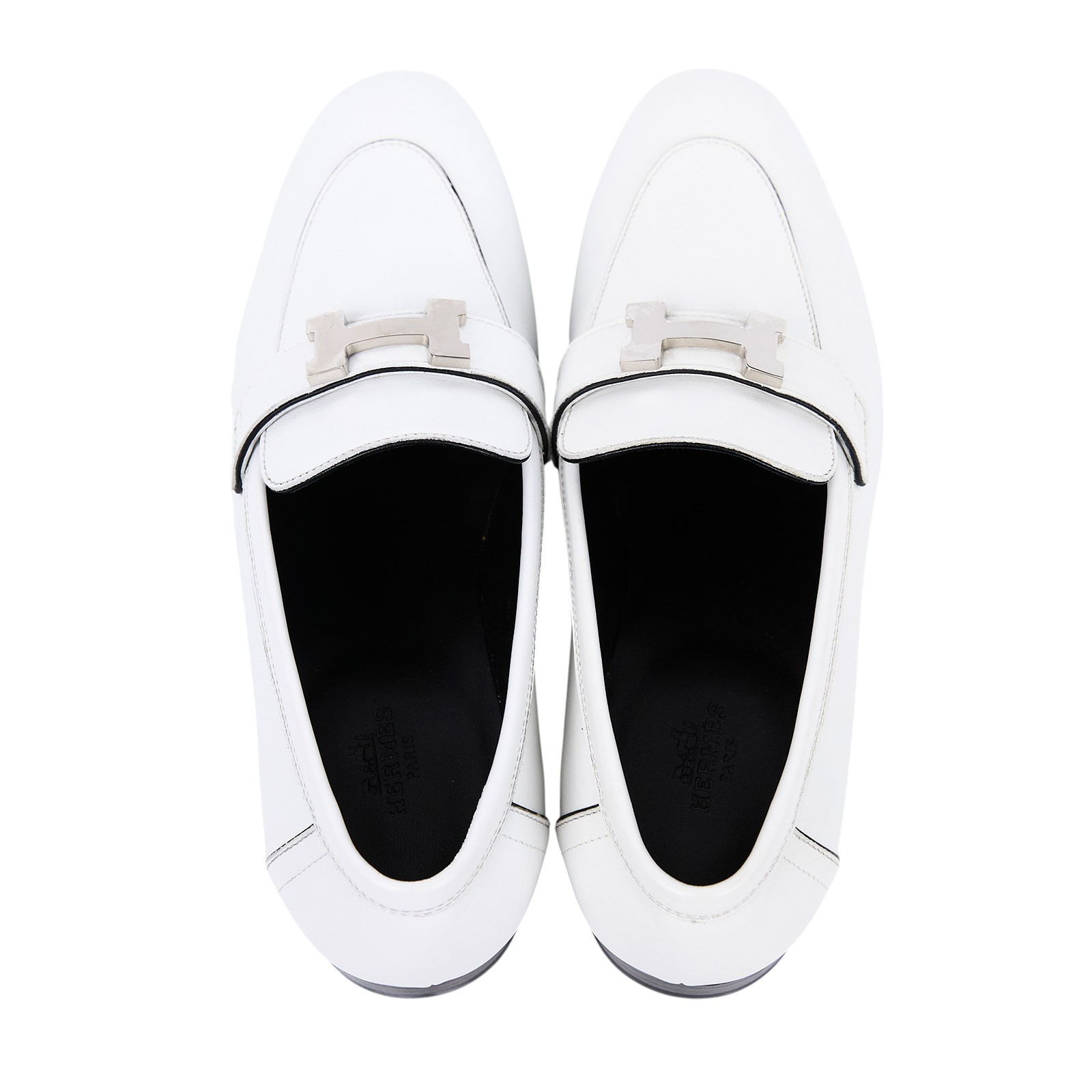 愛馬仕 Hermes Paris loafer 樂福鞋 白色 黑色 H221004Zv90375 WS221004Z 白H樂福鞋 #37.5 原廠盒子/防塵袋