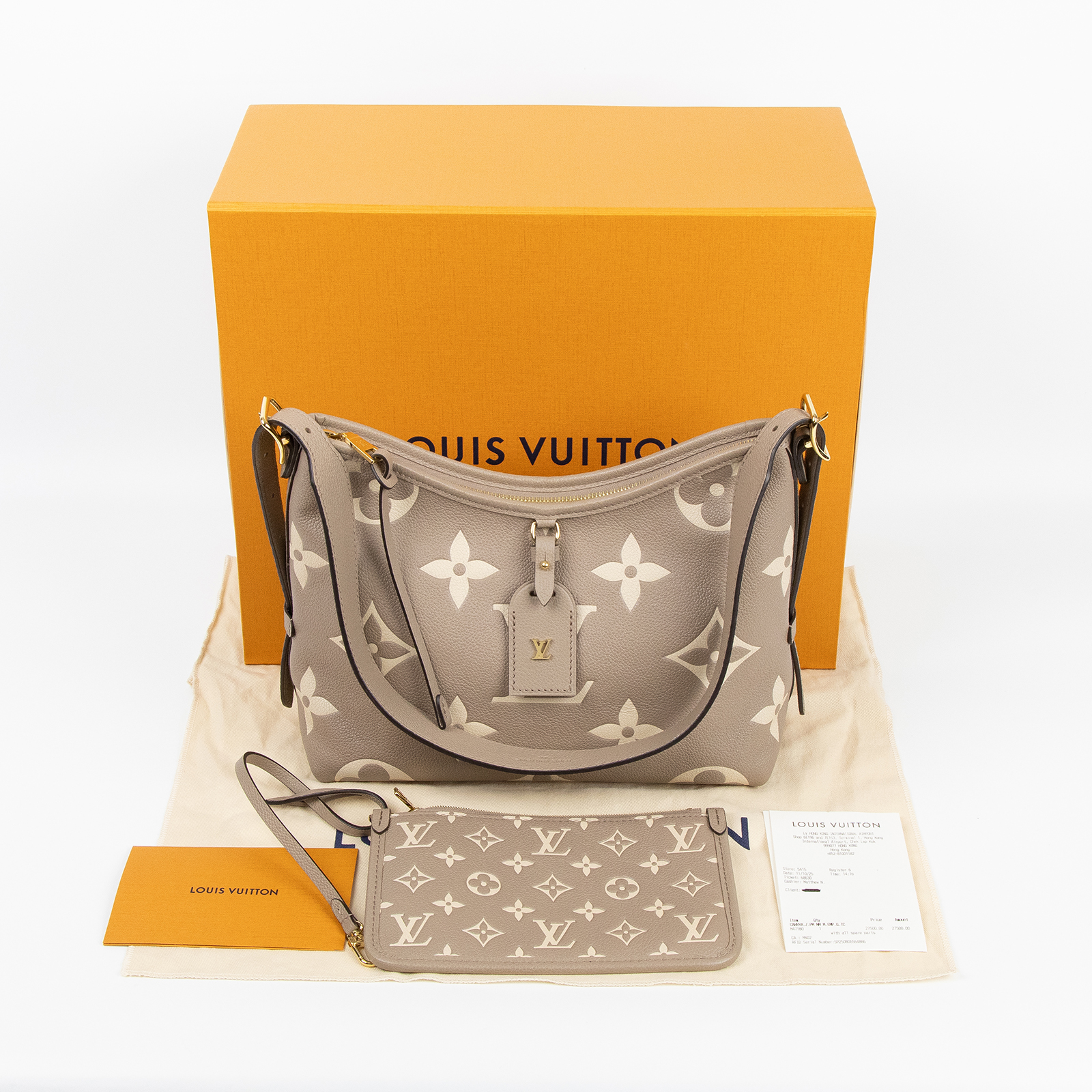 路易威登 LOUIS VUITTON CarryAll PM 肩背包 灰色 M47180 晶片款 斑鳩灰CARRY ALL PM 原廠盒子/防塵袋/購買證明