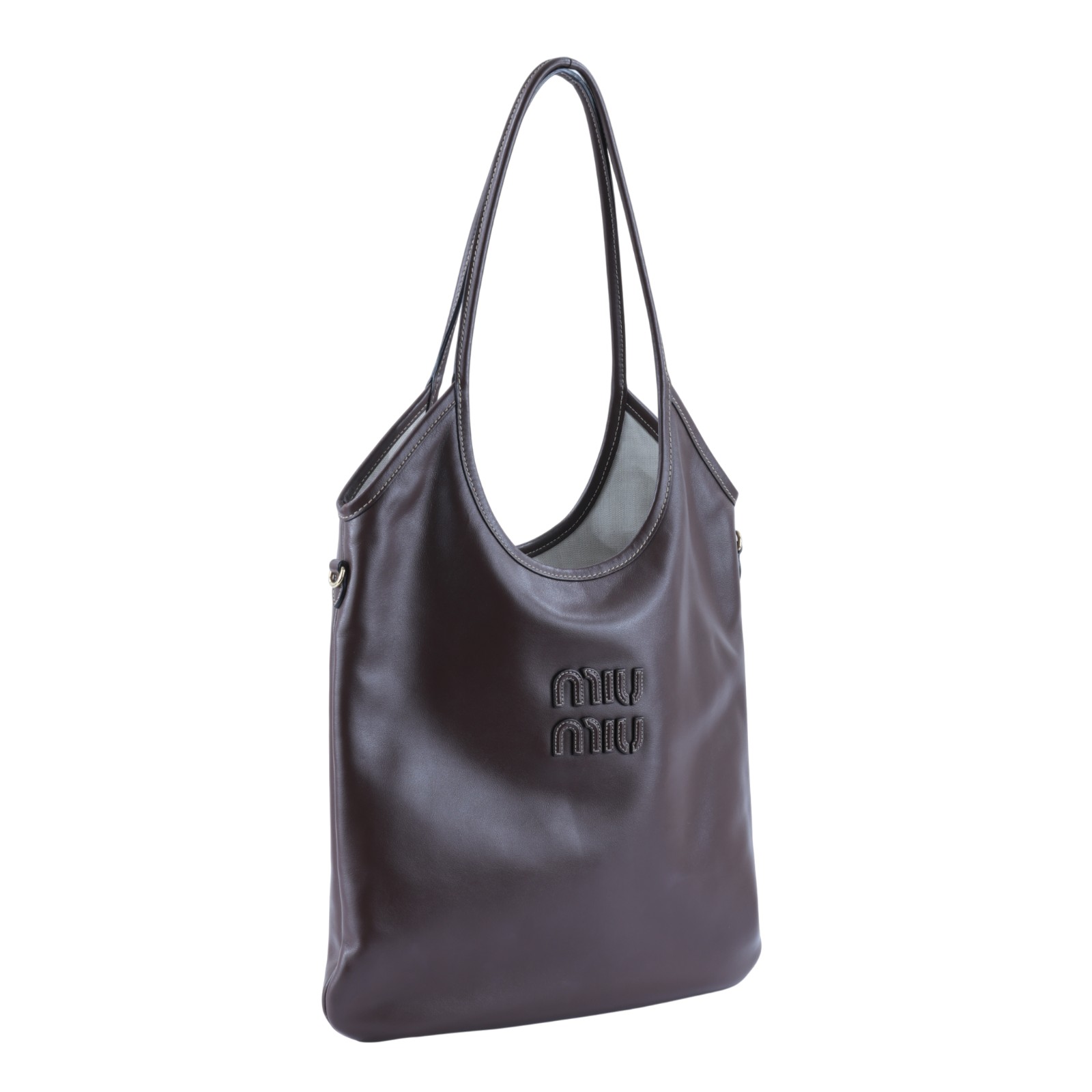 繆繆 MIU MIU Ivy 皮革手袋 標準 5BG231_ACRW 深咖IVY托特包 防塵袋