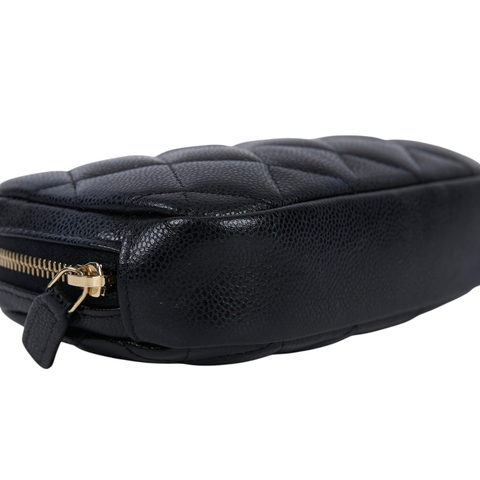 香奈兒 CHANEL 荔枝皮 拉鍊 化妝包 A80909 晶片款 黑金荔枝化妝包 原廠盒子/防塵袋