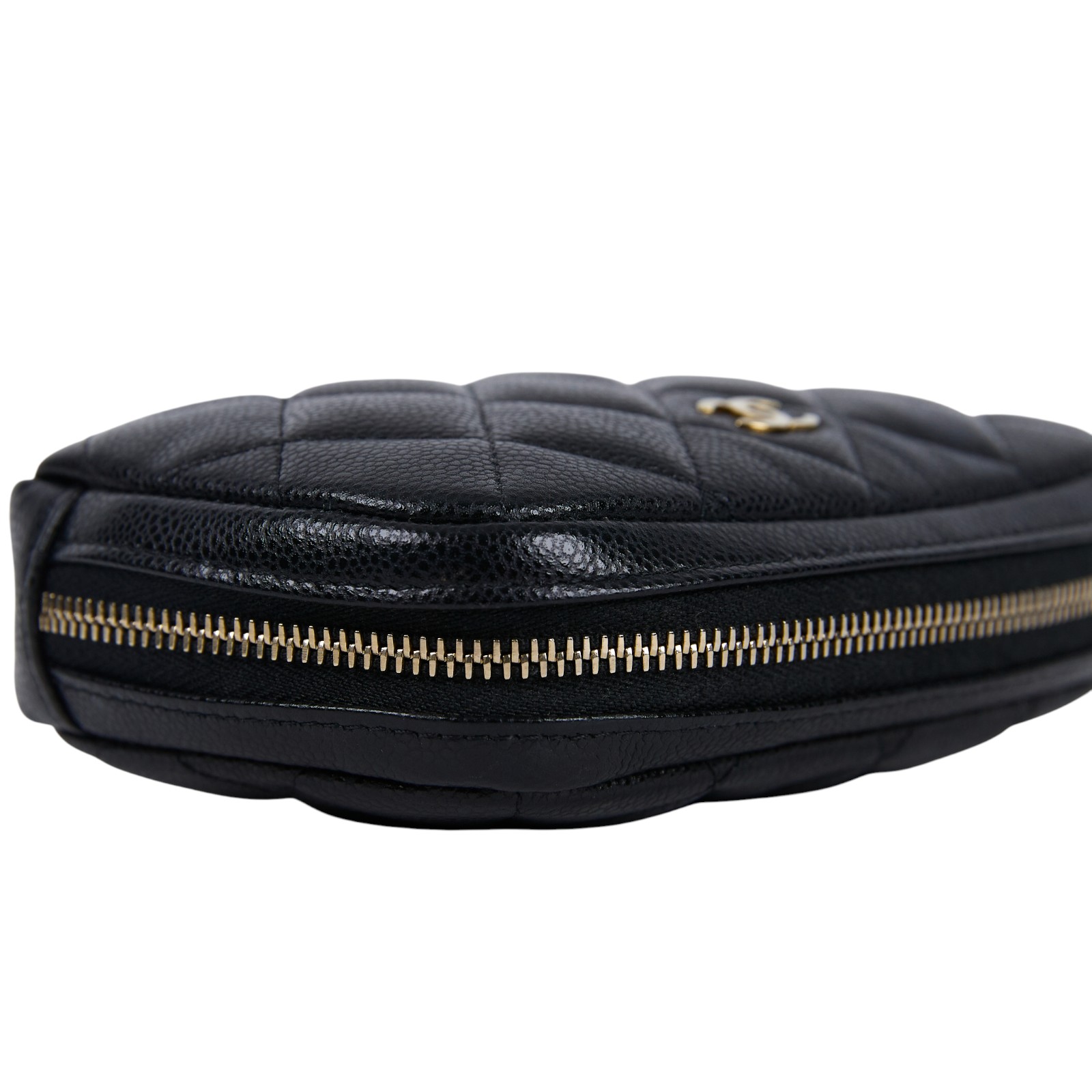 香奈兒 CHANEL 荔枝皮 拉鍊 化妝包 A80909 晶片款 黑金荔枝化妝包 原廠盒子/防塵袋