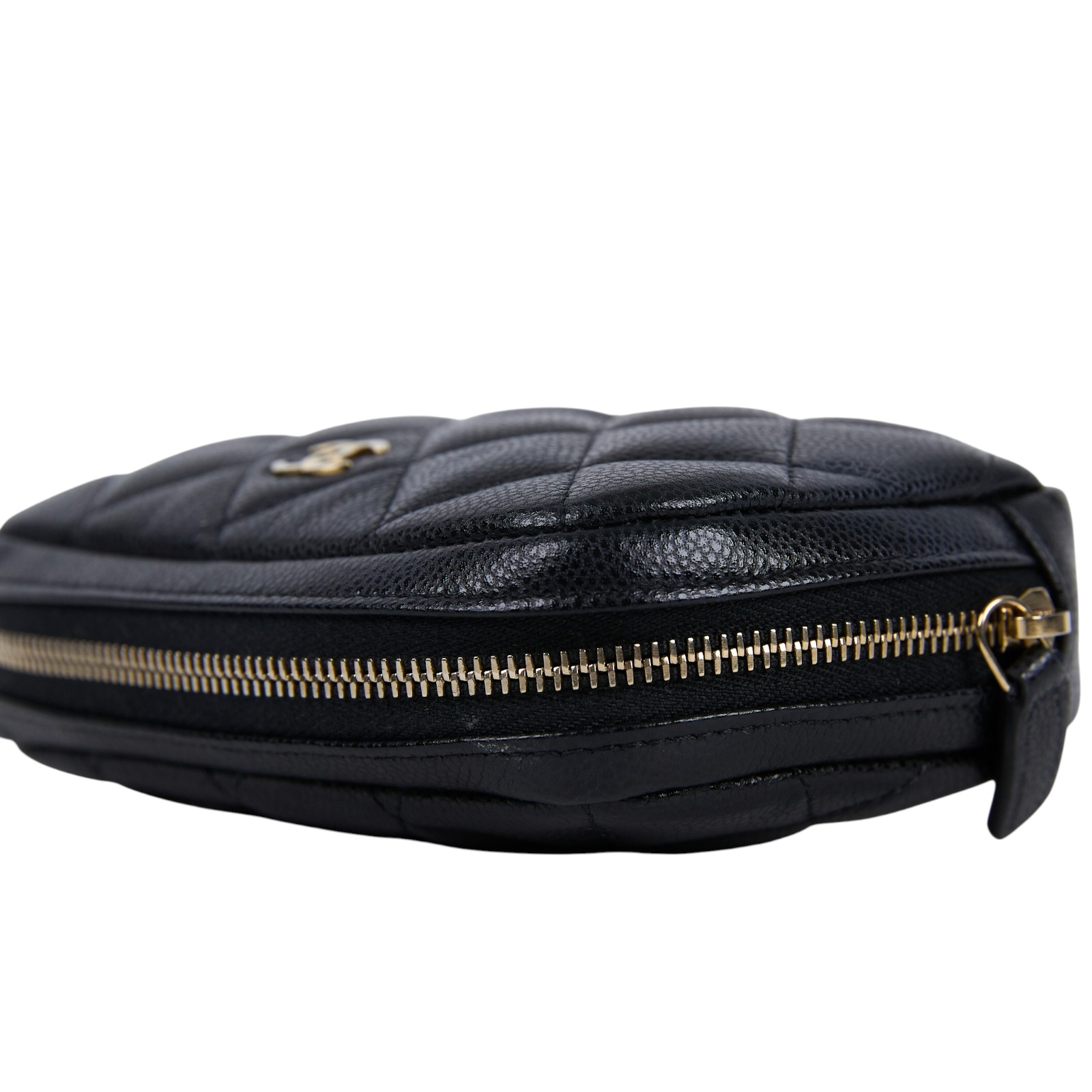 香奈兒 CHANEL 荔枝皮 拉鍊 化妝包 A80909 晶片款 黑金荔枝化妝包 原廠盒子/防塵袋