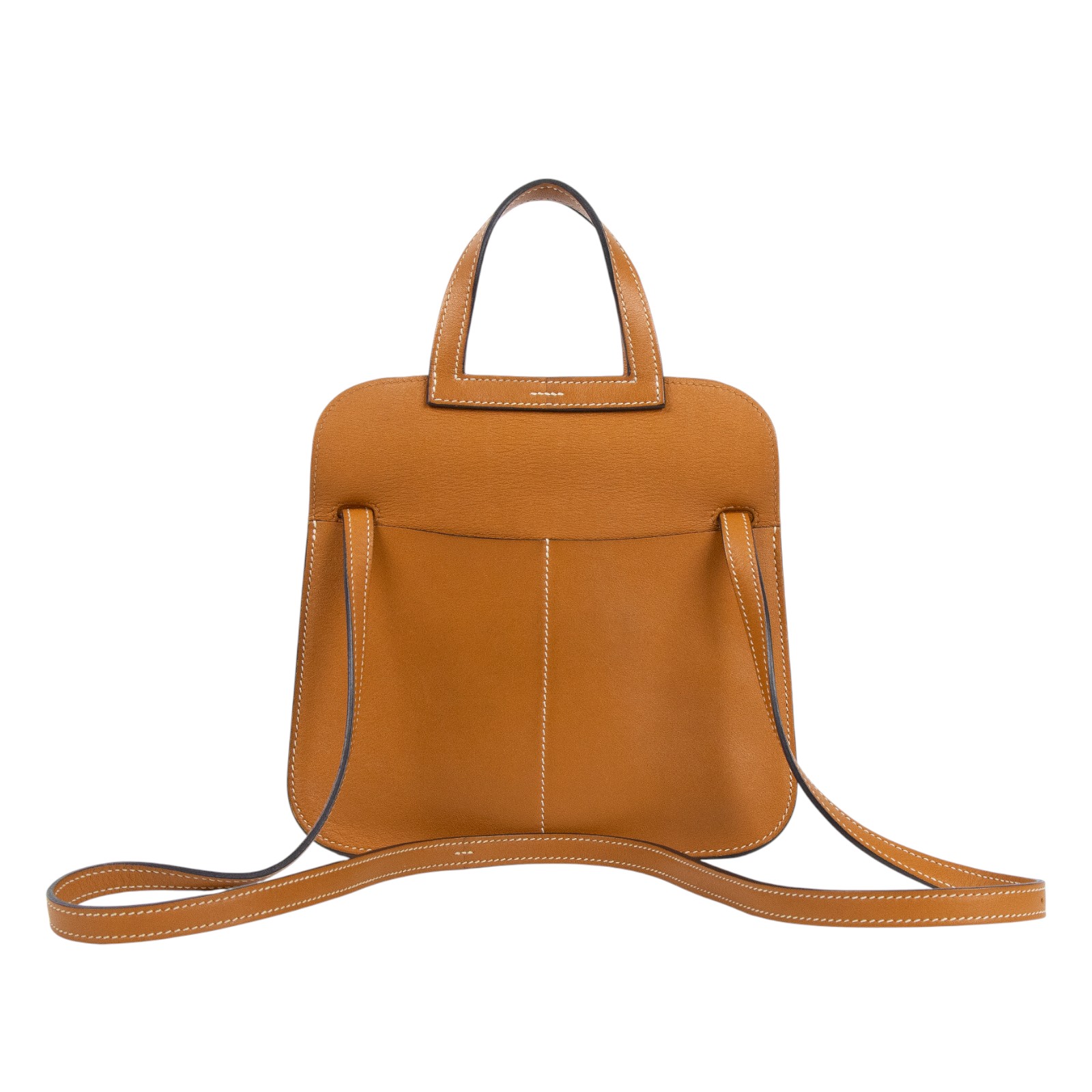 愛馬仕 Hermes Halzan Mini 手提 肩背 斜背包 銀色五金 太妃糖色 H069523CKAU /TOFFEE/SWIFT  原廠盒子/國外購買證明