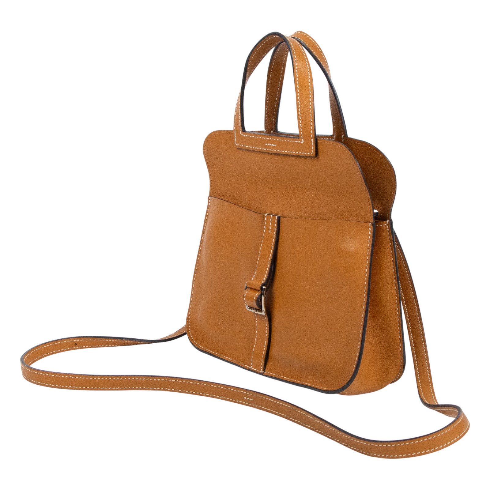 愛馬仕 Hermes Halzan Mini 手提 肩背 斜背包 銀色五金 太妃糖色 H069523CKAU /TOFFEE/SWIFT  原廠盒子/國外購買證明