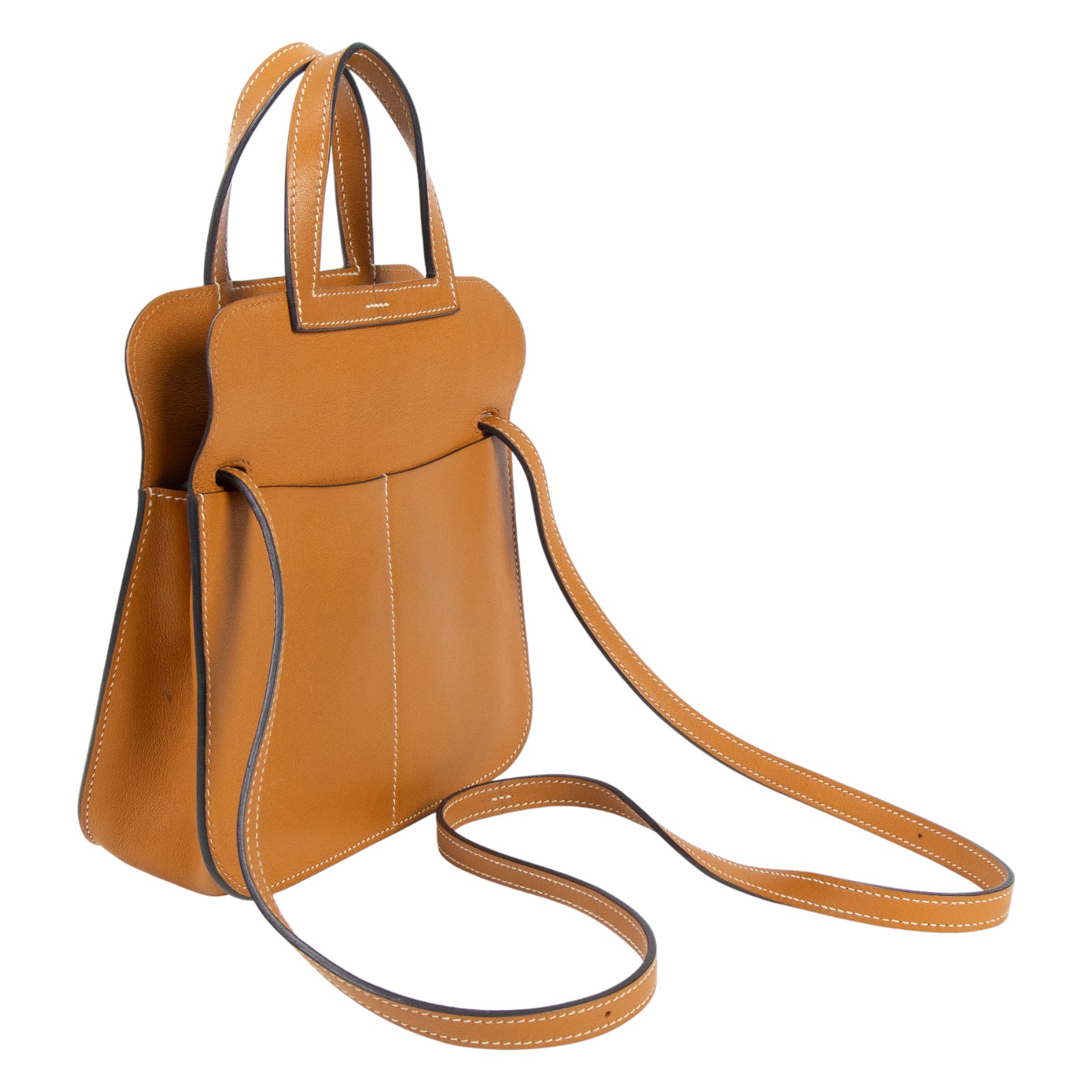 愛馬仕 Hermes Halzan Mini 手提 肩背 斜背包 銀色五金 太妃糖色 H069523CKAU /TOFFEE/SWIFT  原廠盒子/國外購買證明