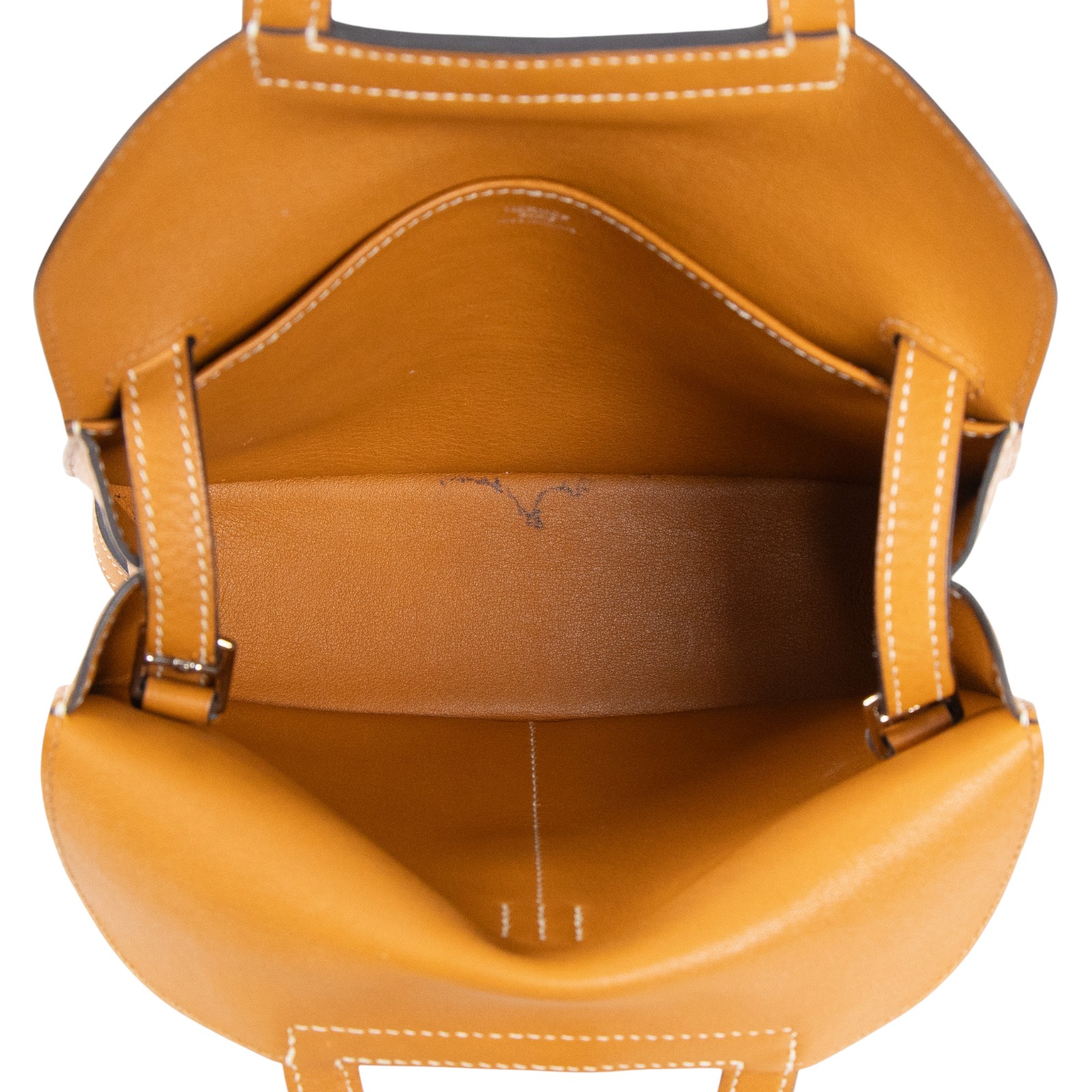 愛馬仕 Hermes Halzan Mini 手提 肩背 斜背包 銀色五金 太妃糖色 H069523CKAU /TOFFEE/SWIFT  原廠盒子/國外購買證明