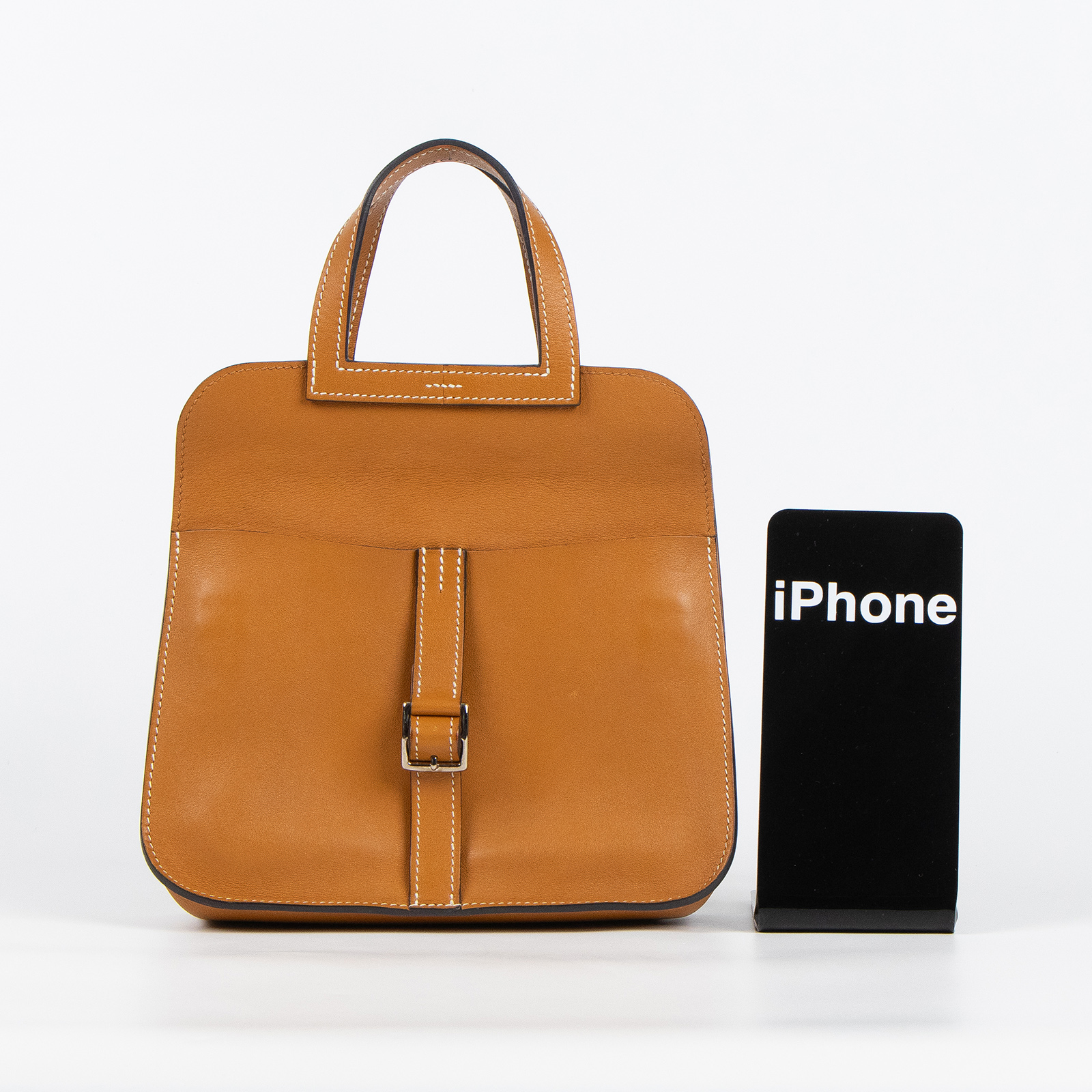 愛馬仕 Hermes Halzan Mini 手提 肩背 斜背包 銀色五金 太妃糖色 H069523CKAU /TOFFEE/SWIFT  原廠盒子/國外購買證明