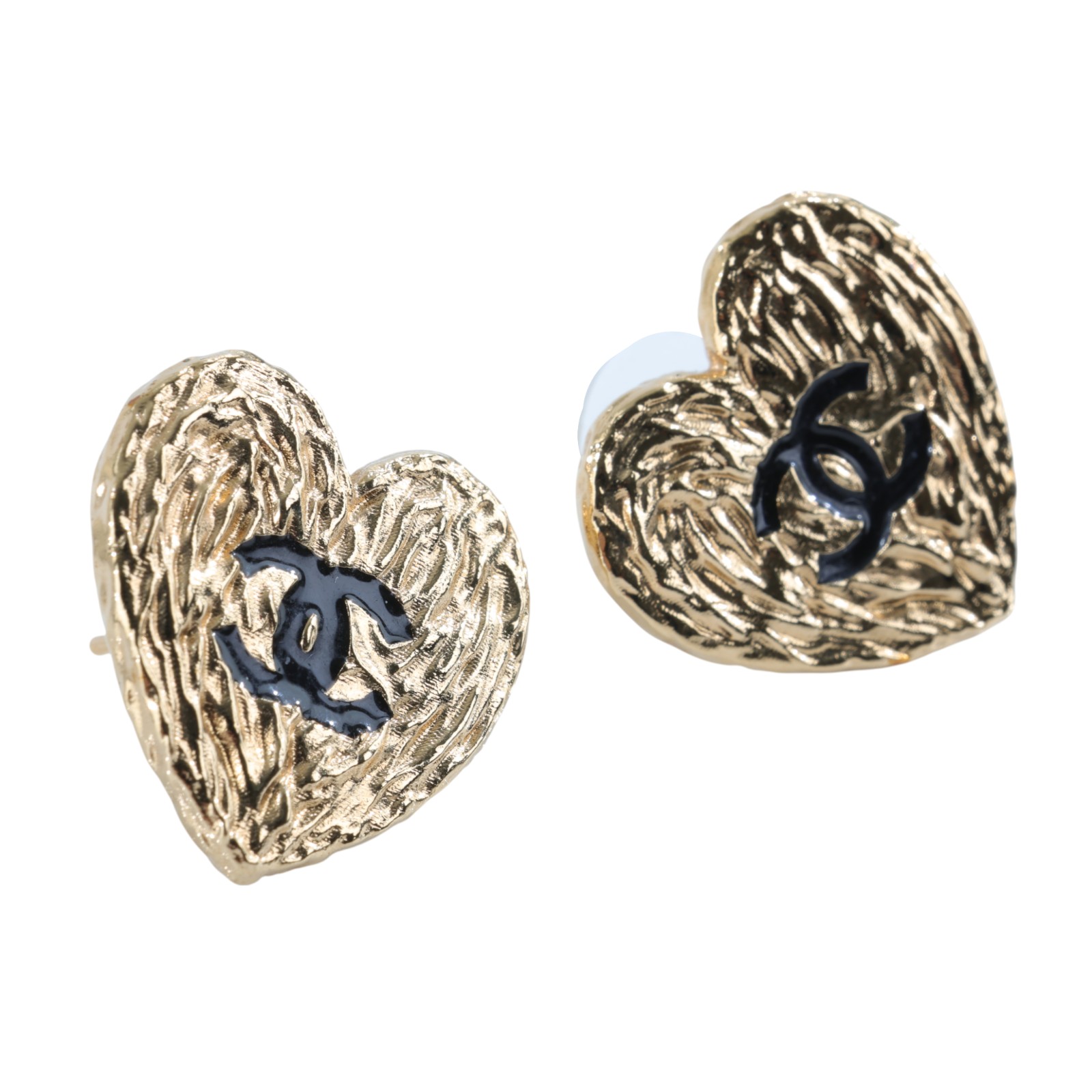 香奈兒 CHANEL CC 耳環 B24/P 金愛心耳環 原廠盒子