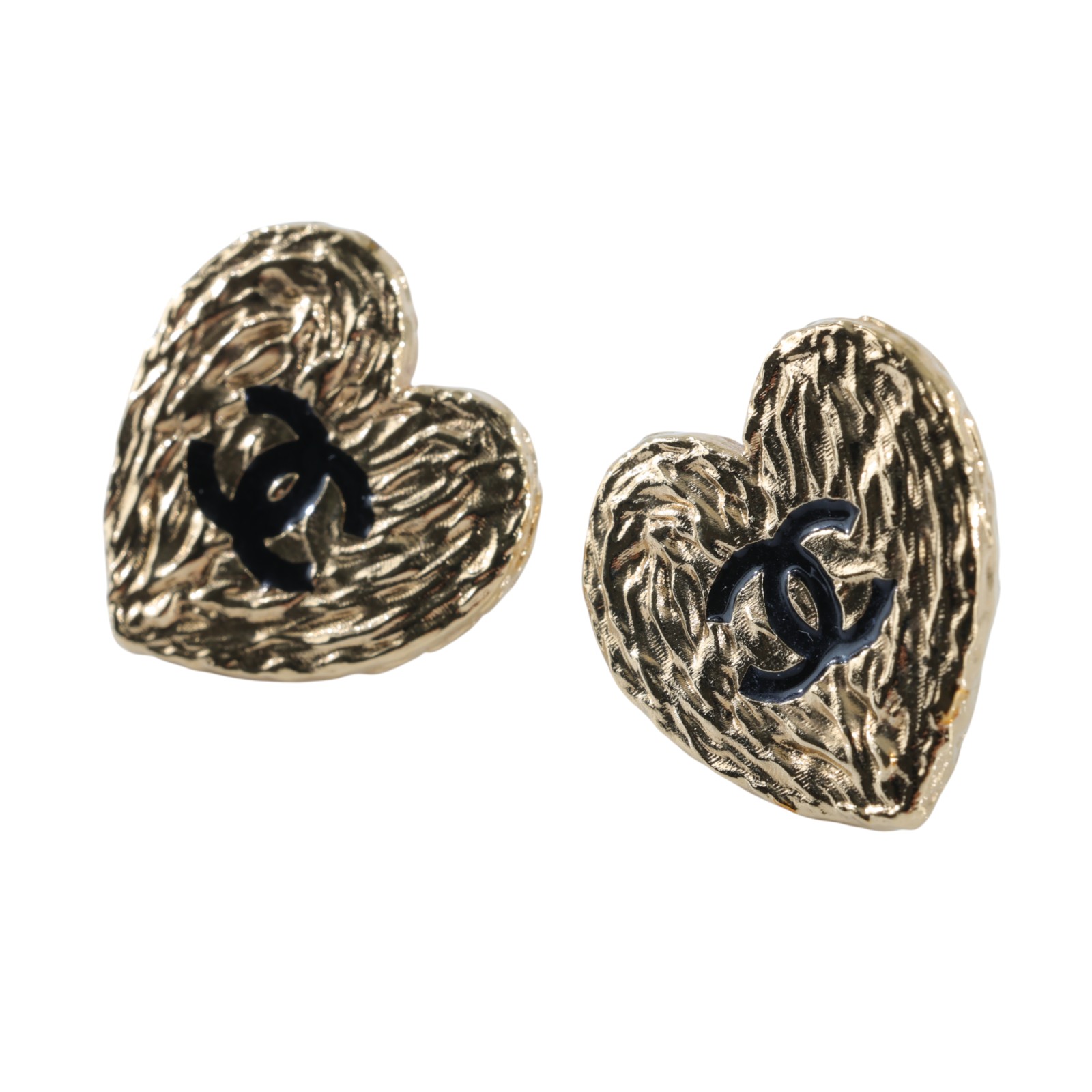 香奈兒 CHANEL CC 耳環 B24/P 金愛心耳環 原廠盒子