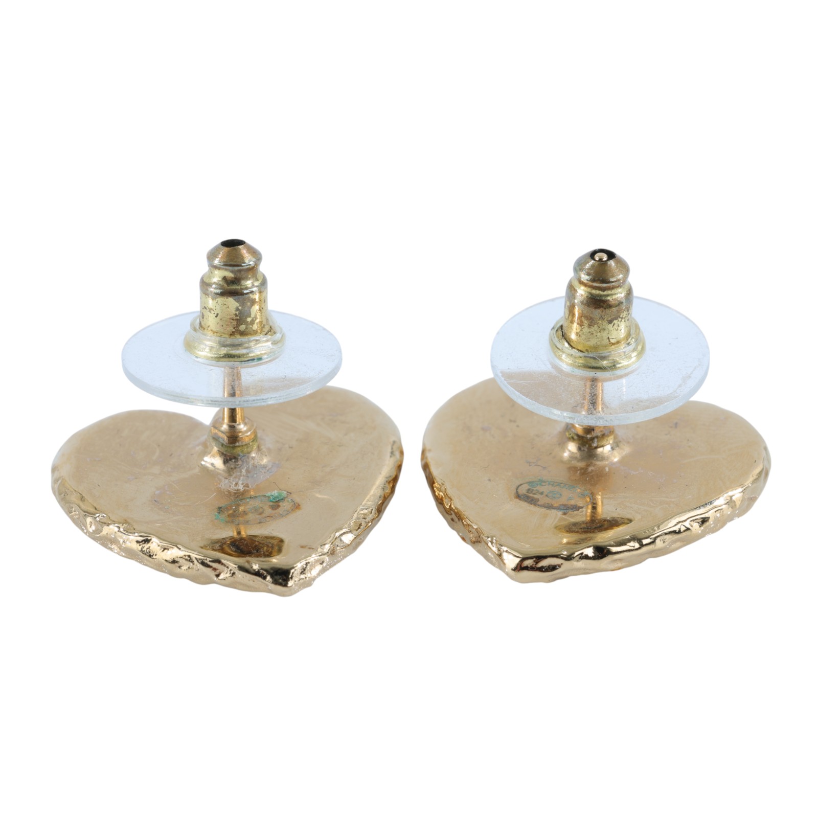 香奈兒 CHANEL CC 耳環 B24/P 金愛心耳環 原廠盒子