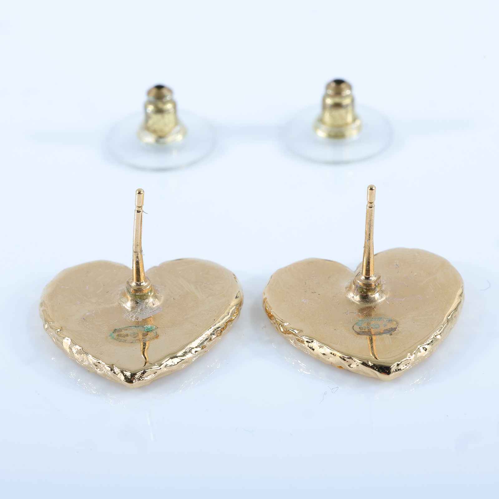 香奈兒 CHANEL CC 耳環 B24/P 金愛心耳環 原廠盒子