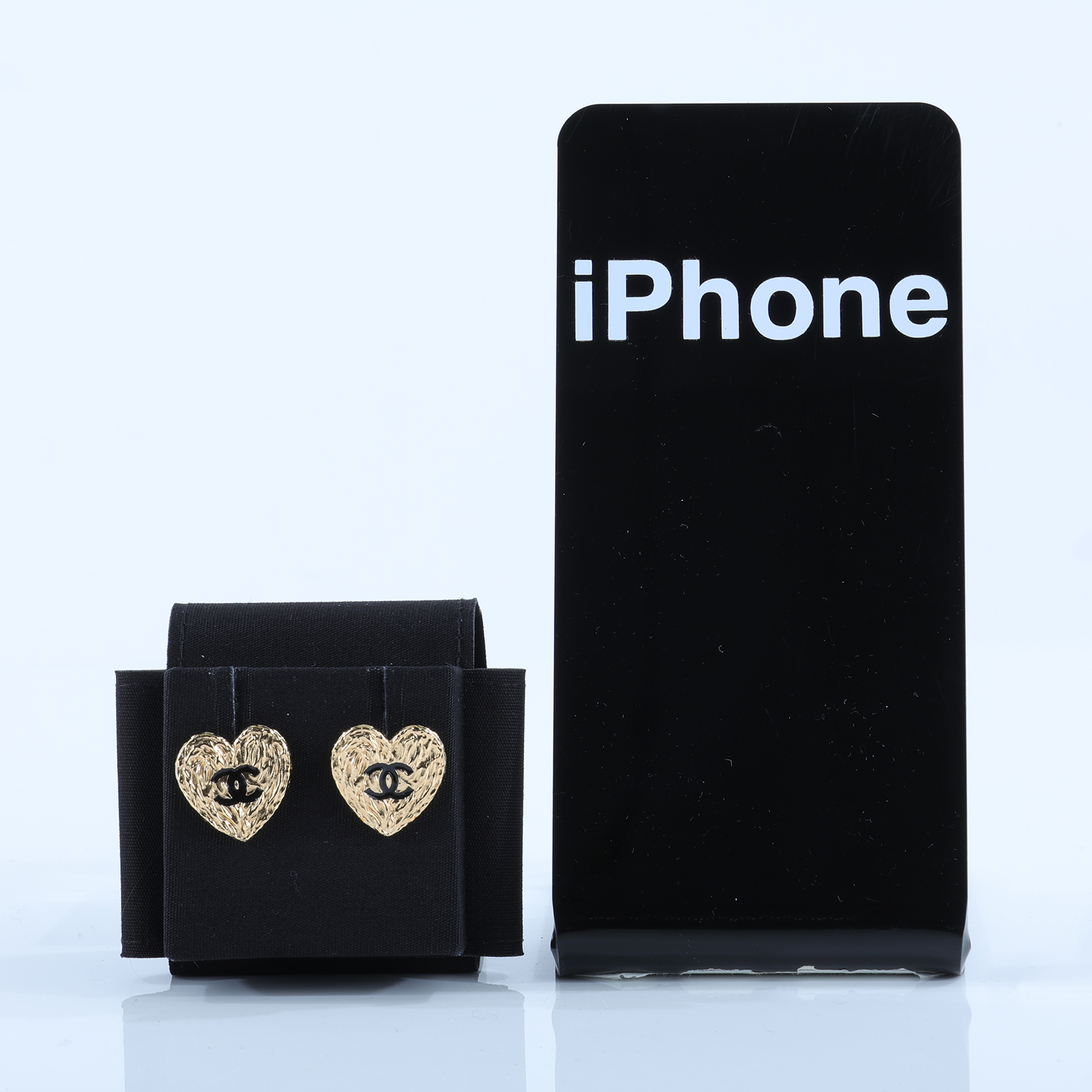 香奈兒 CHANEL CC 耳環 B24/P 金愛心耳環 原廠盒子