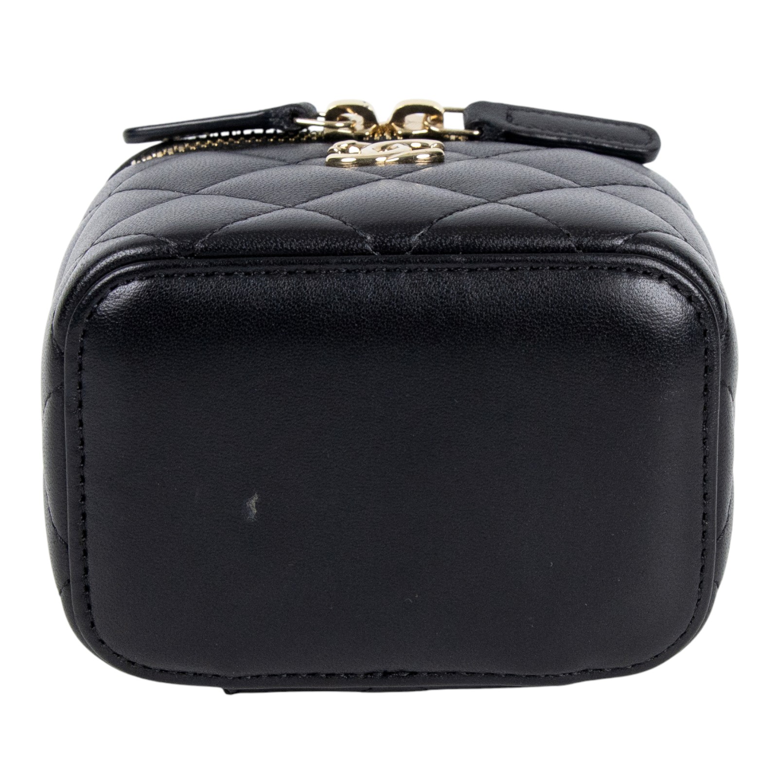 香奈兒 CHANEL mini Vanity 化妝箱 肩背包 皮穿鍊 雙C LOGO  AP1473 Y04059 黑金小VANITY鍊包 原廠盒子/保證卡