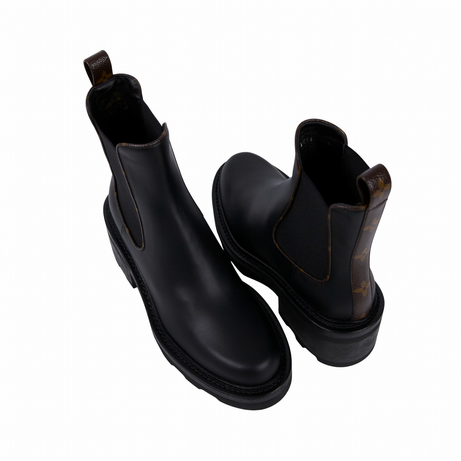 路易威登 LOUIS VUITTON Beaubourg 短靴  黑素面皮革短靴 #37.5 無附屬品