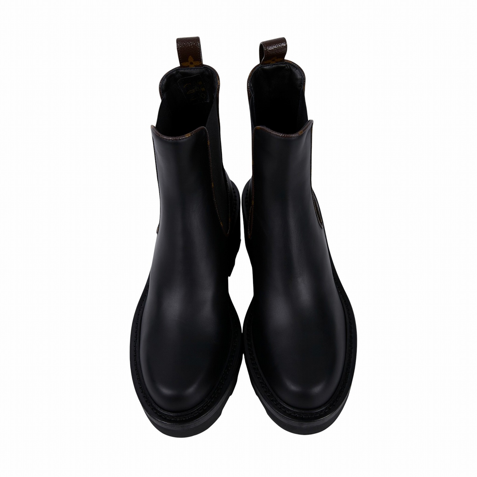 路易威登 LOUIS VUITTON Beaubourg 短靴  黑素面皮革短靴 #37.5 無附屬品