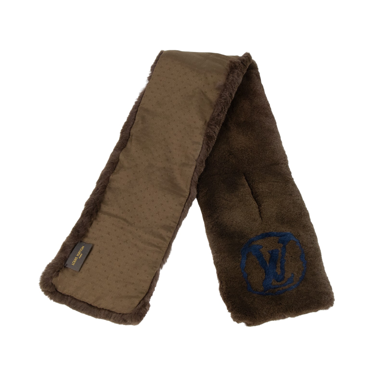 路易威登 LOUIS VUITTON Echarpe Bystamp Rex 披肩 圍巾 M75757 深咖兔毛圍巾 防塵袋