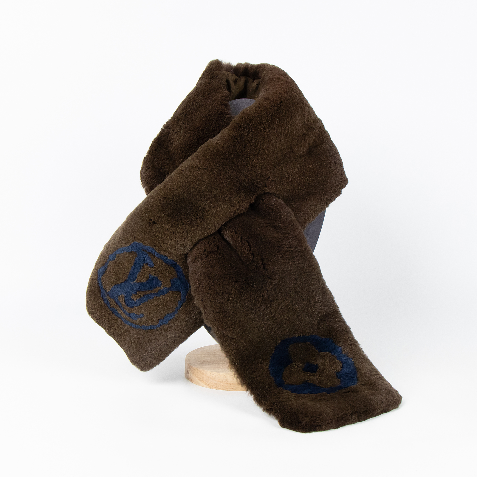 路易威登 LOUIS VUITTON Echarpe Bystamp Rex 披肩 圍巾 M75757 深咖兔毛圍巾 防塵袋