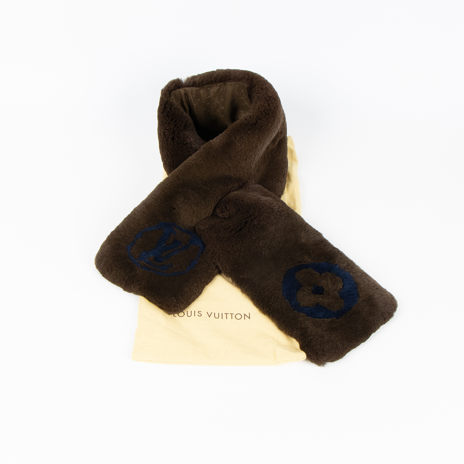 路易威登 LOUIS VUITTON Echarpe Bystamp Rex 披肩 圍巾 M75757 深咖兔毛圍巾 防塵袋