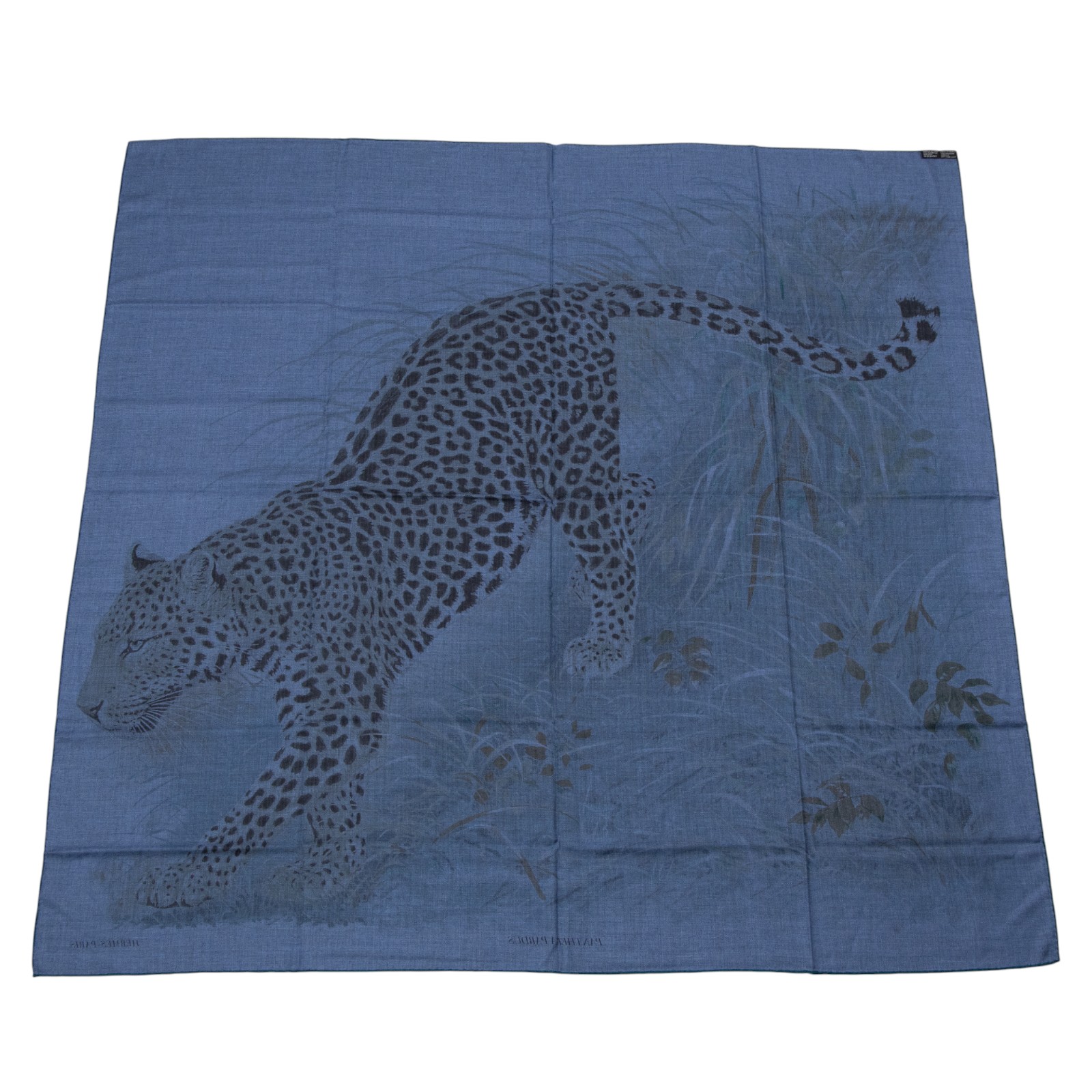 愛馬仕 Hermes Twilly 絲巾 140   藍豹喀什米爾圍巾 原廠盒子