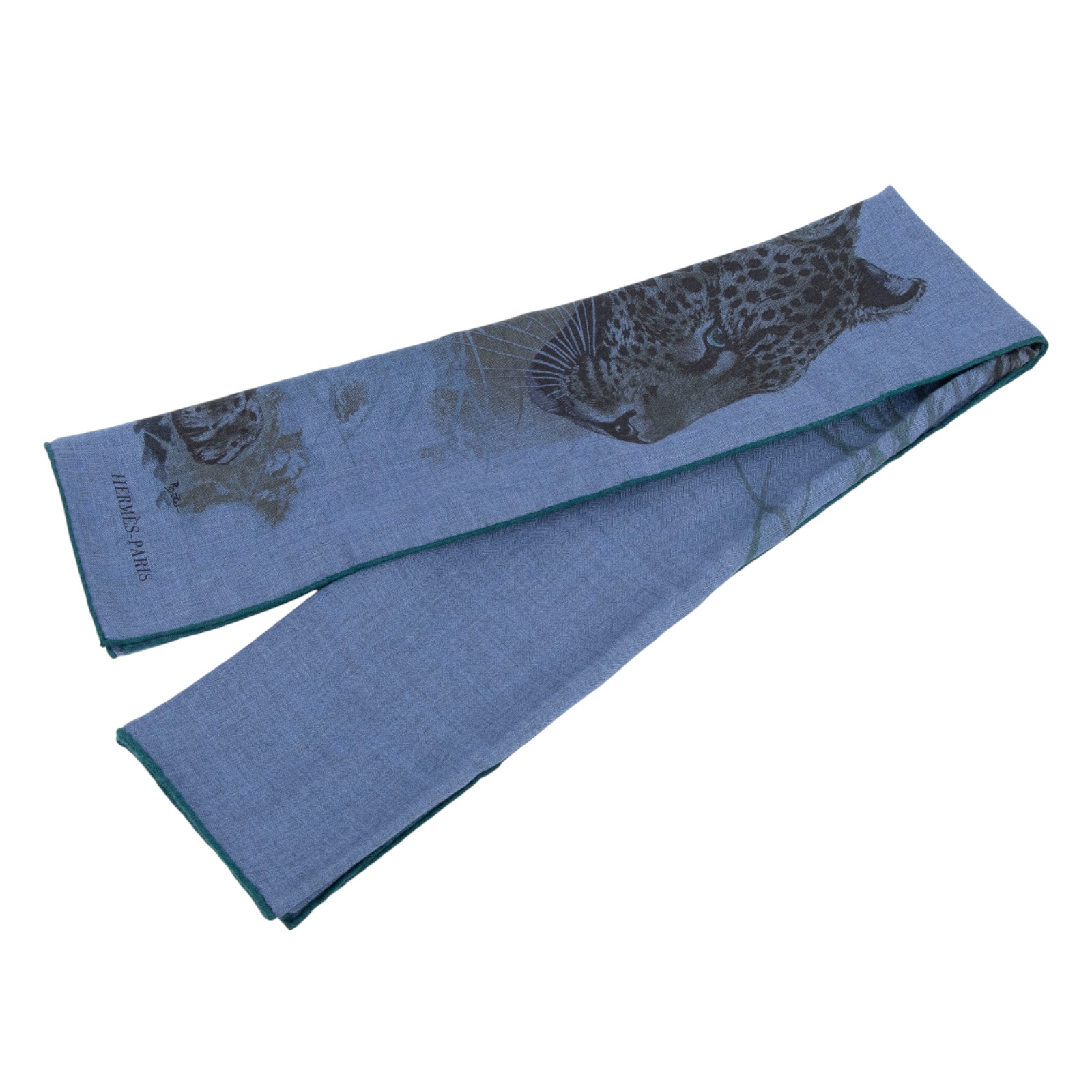 愛馬仕 Hermes Twilly 絲巾 140   藍豹喀什米爾圍巾 原廠盒子