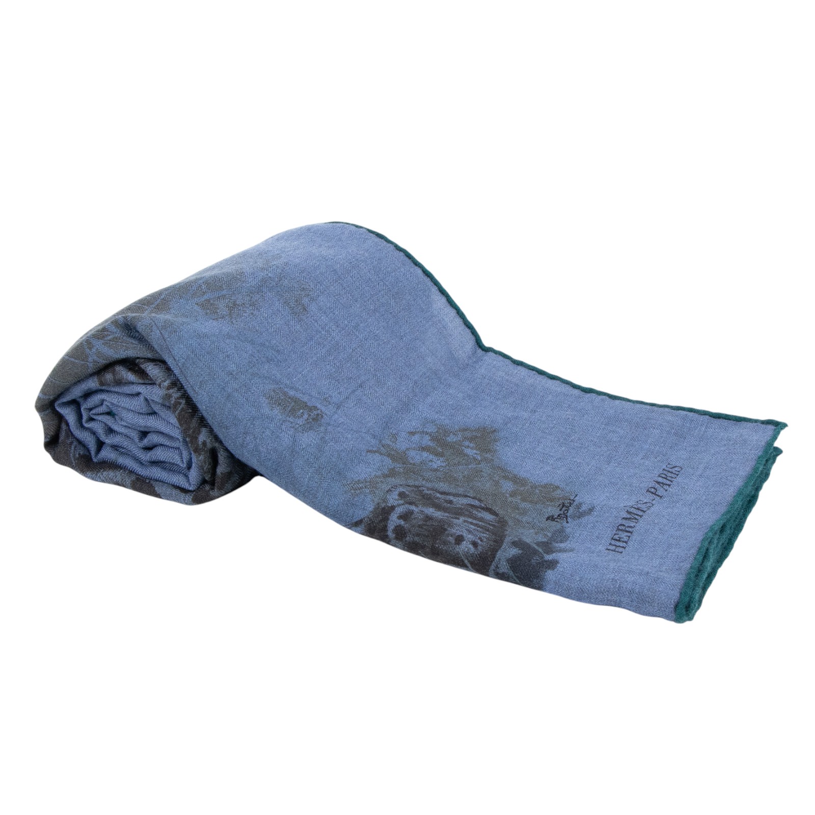 愛馬仕 Hermes Twilly 絲巾 140   藍豹喀什米爾圍巾 原廠盒子