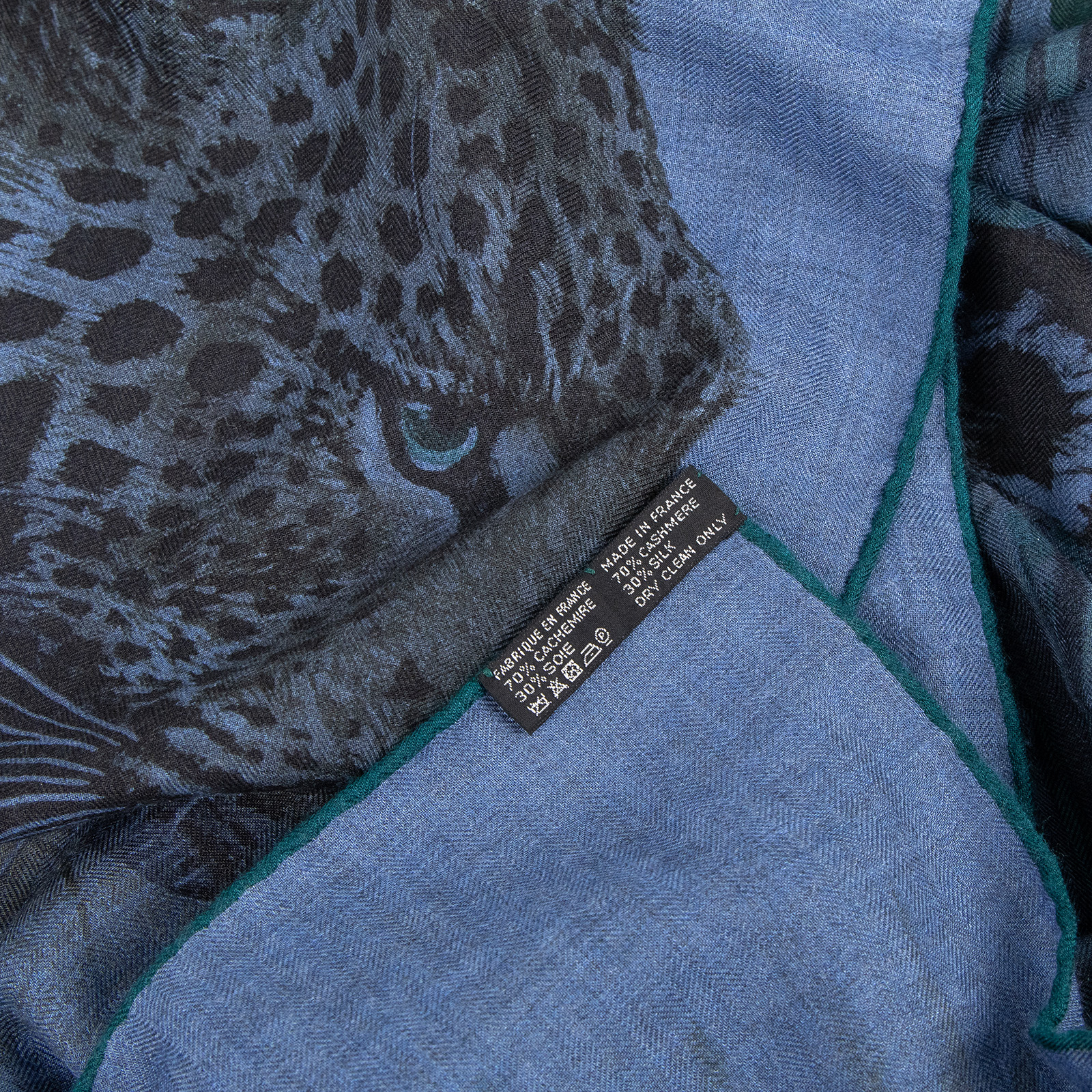 愛馬仕 Hermes Twilly 絲巾 140   藍豹喀什米爾圍巾 原廠盒子