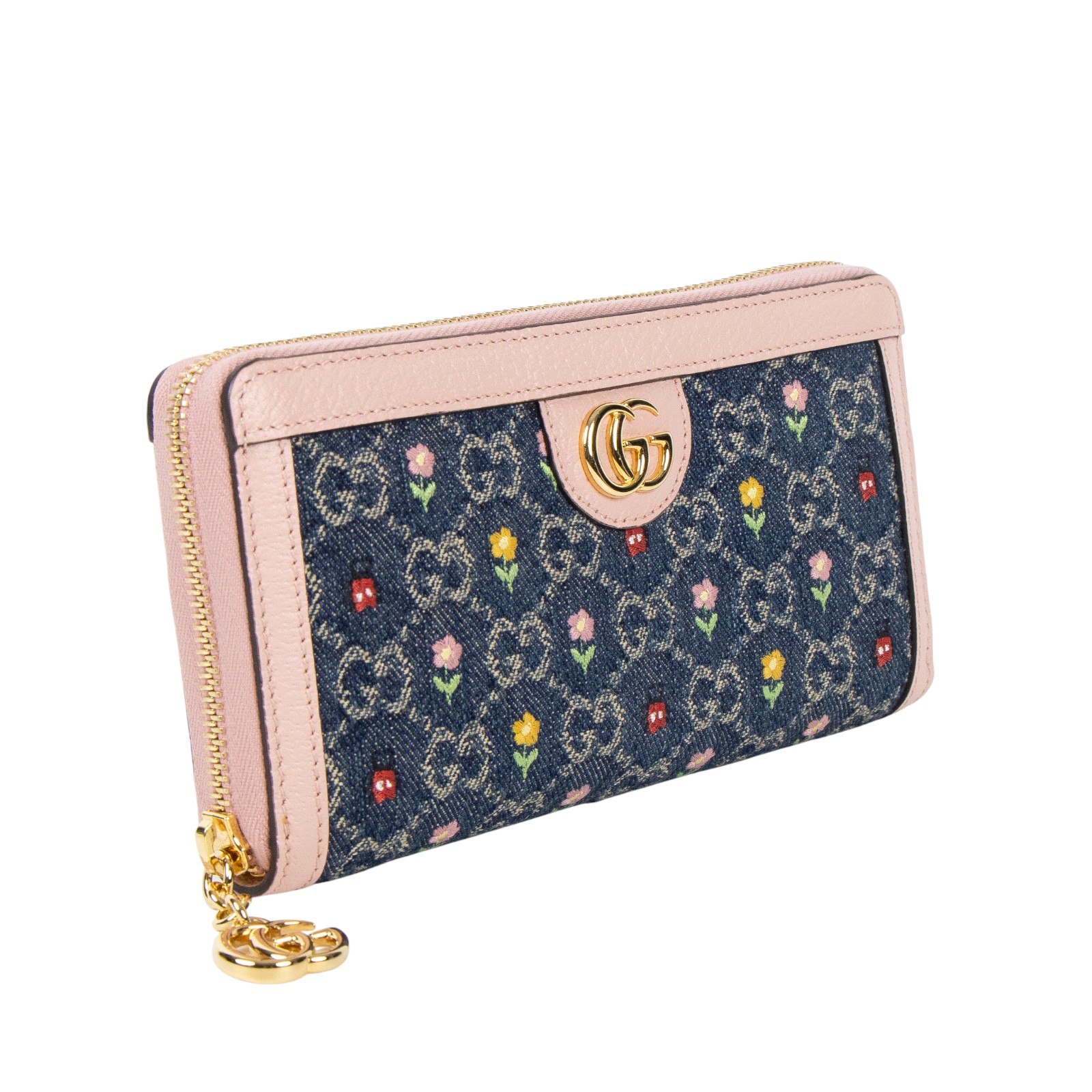 古馳 GUCCI GG Marmont 長夾 錢包 523154 2KQRJ 單寧粉邊Ophidia長夾 原廠盒子/防塵袋