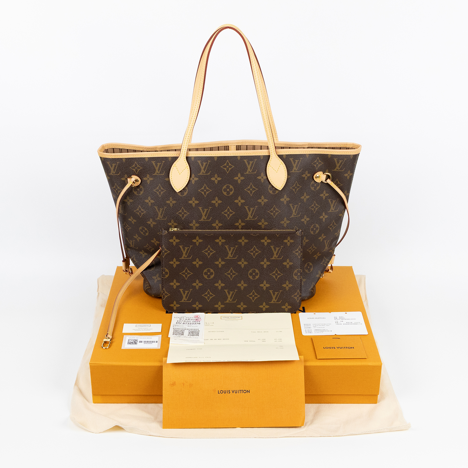 路易威登 LOUIS VUITTON Neverfull MM 經典帆布 肩背 購物袋 M40995 原花NEVERFULL 原廠盒子/防塵袋/購買證明