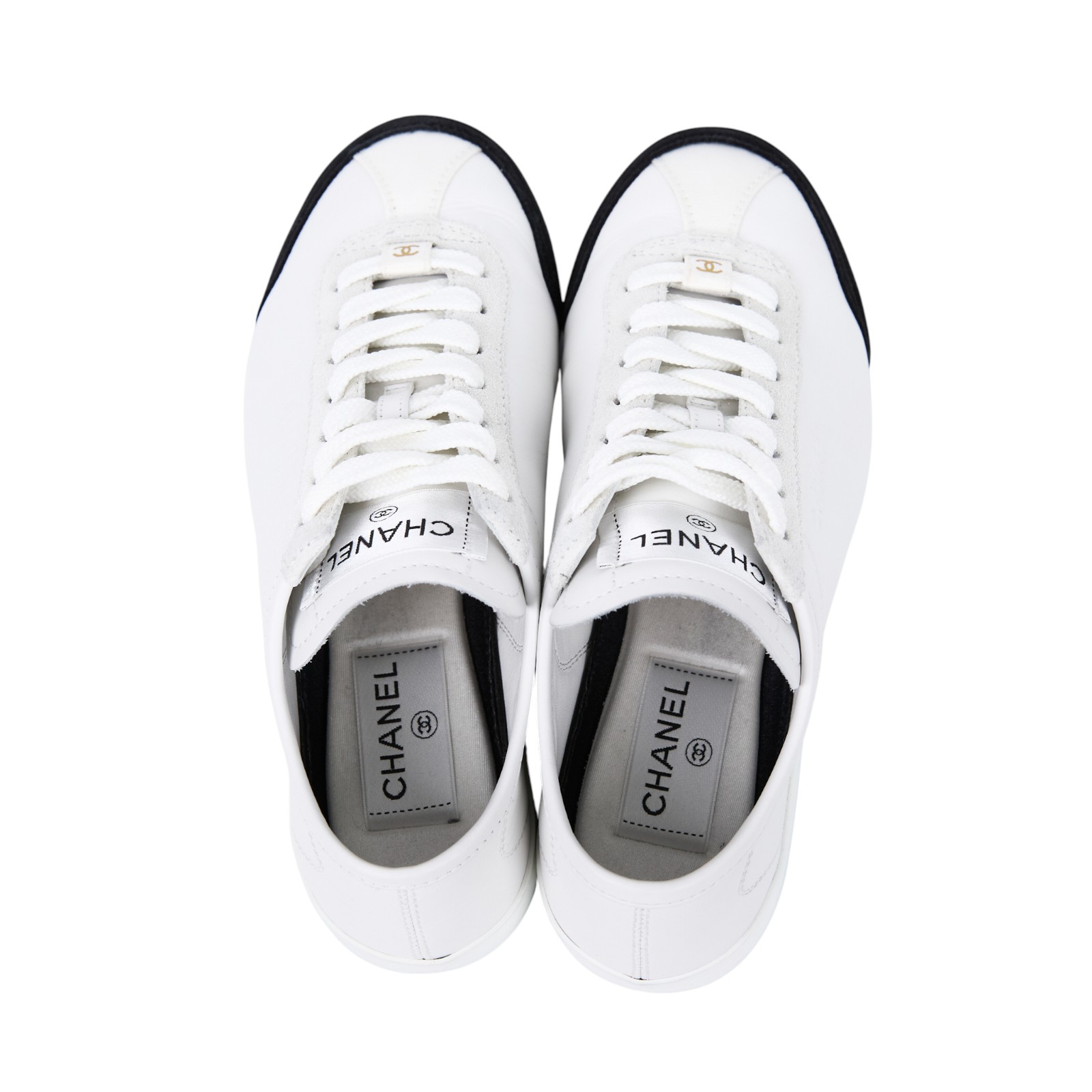 香奈兒 CHANEL CC 平底鞋 德訓鞋 運動鞋 G45714_355 黑頭白布鞋 #35.5 無附屬品
