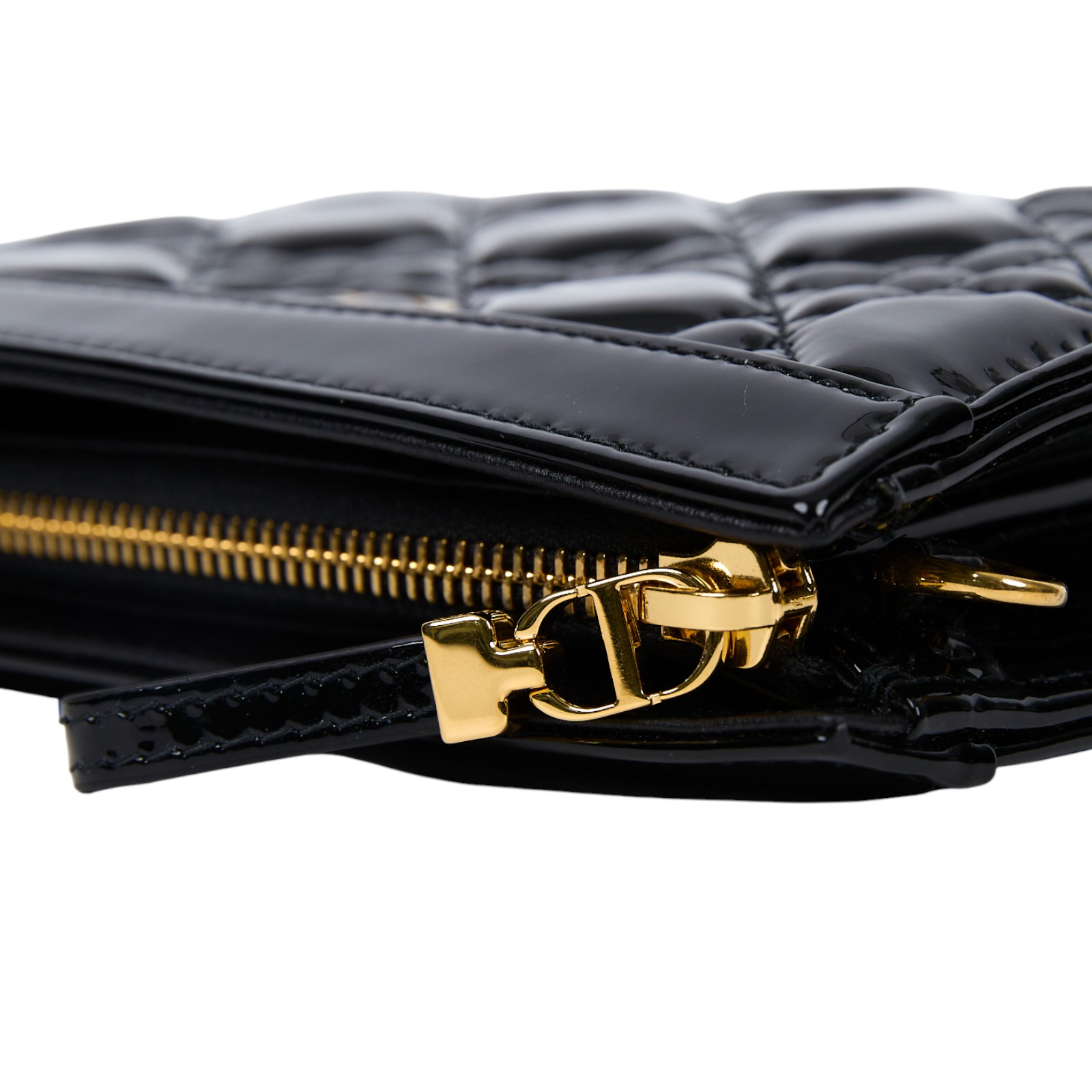 迪奧 CHRISTIAN DIOR Caro Pouch With Chain 拉鍊 鏈帶包 漆皮 S5106UWFQ 黑漆皮CARO POUCH 鍊包 防塵袋