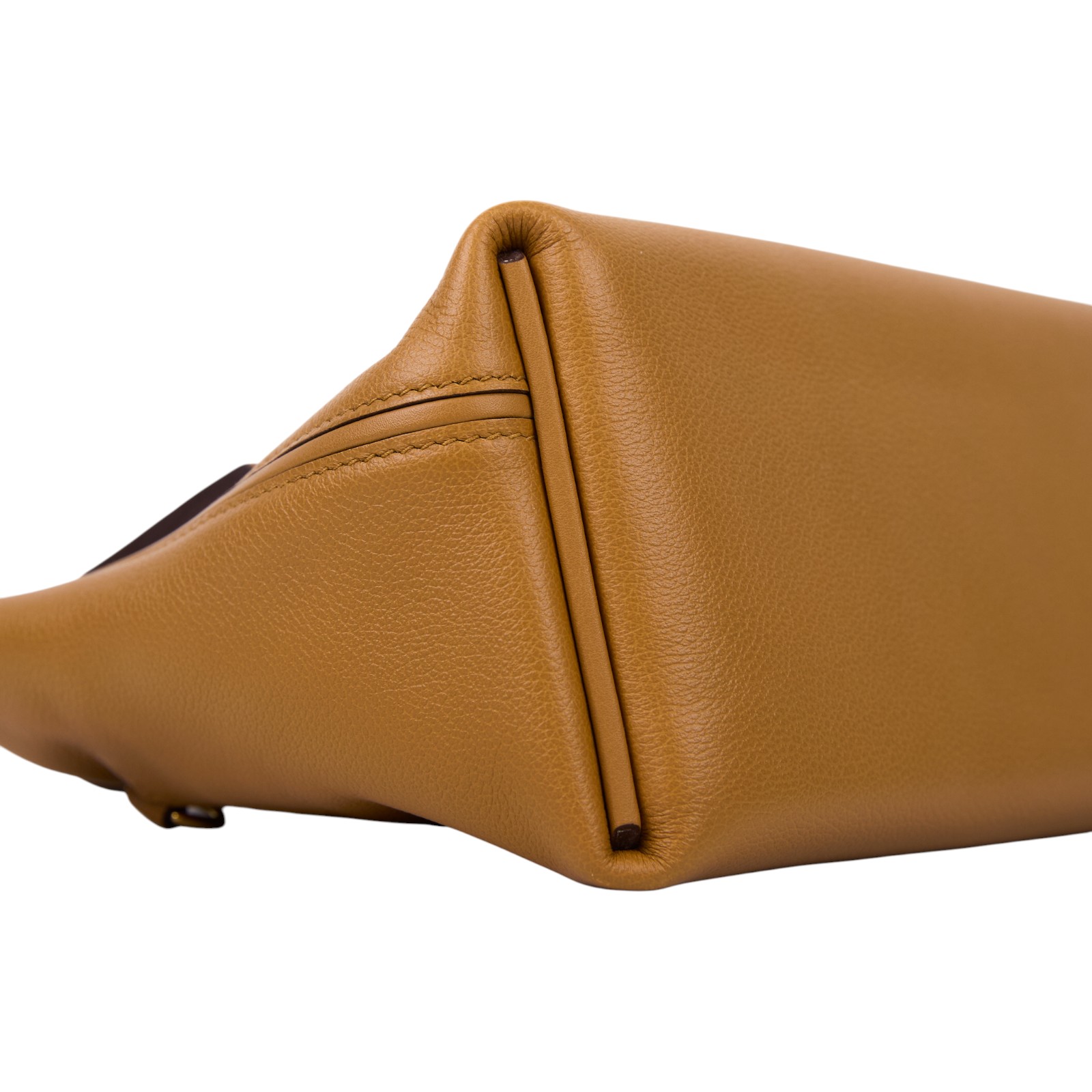 愛馬仕 Hermes 24/24 21 Mini 手提包 金色五金 焦糖色 牛仔藍 H082817CCAQ /B刻  原廠盒子/防塵袋/購買證明