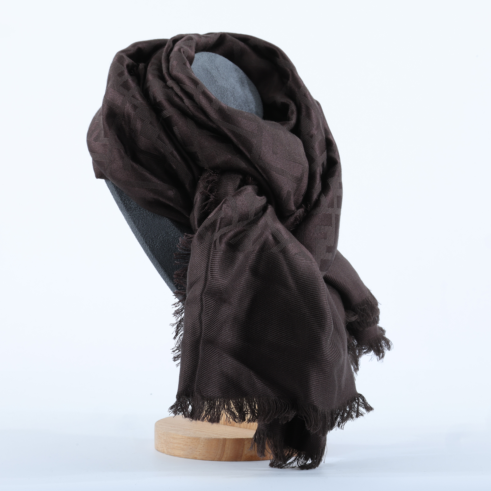 芬迪 FENDI FF 真絲 披肩 圍巾 FXT069AJW7F1U6N 棕FF圍巾 無附屬品