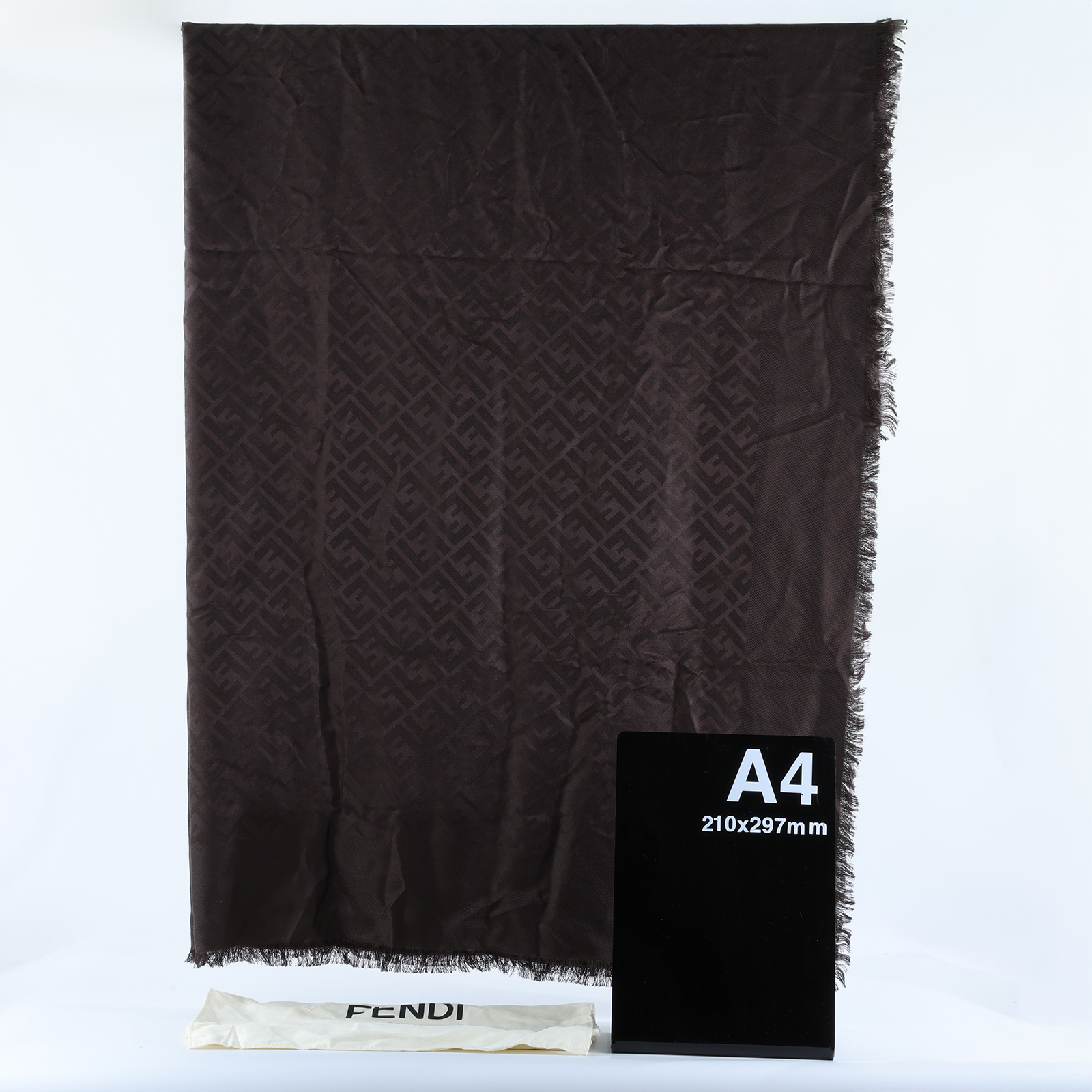 芬迪 FENDI FF 真絲 披肩 圍巾 FXT069AJW7F1U6N 棕FF圍巾 無附屬品