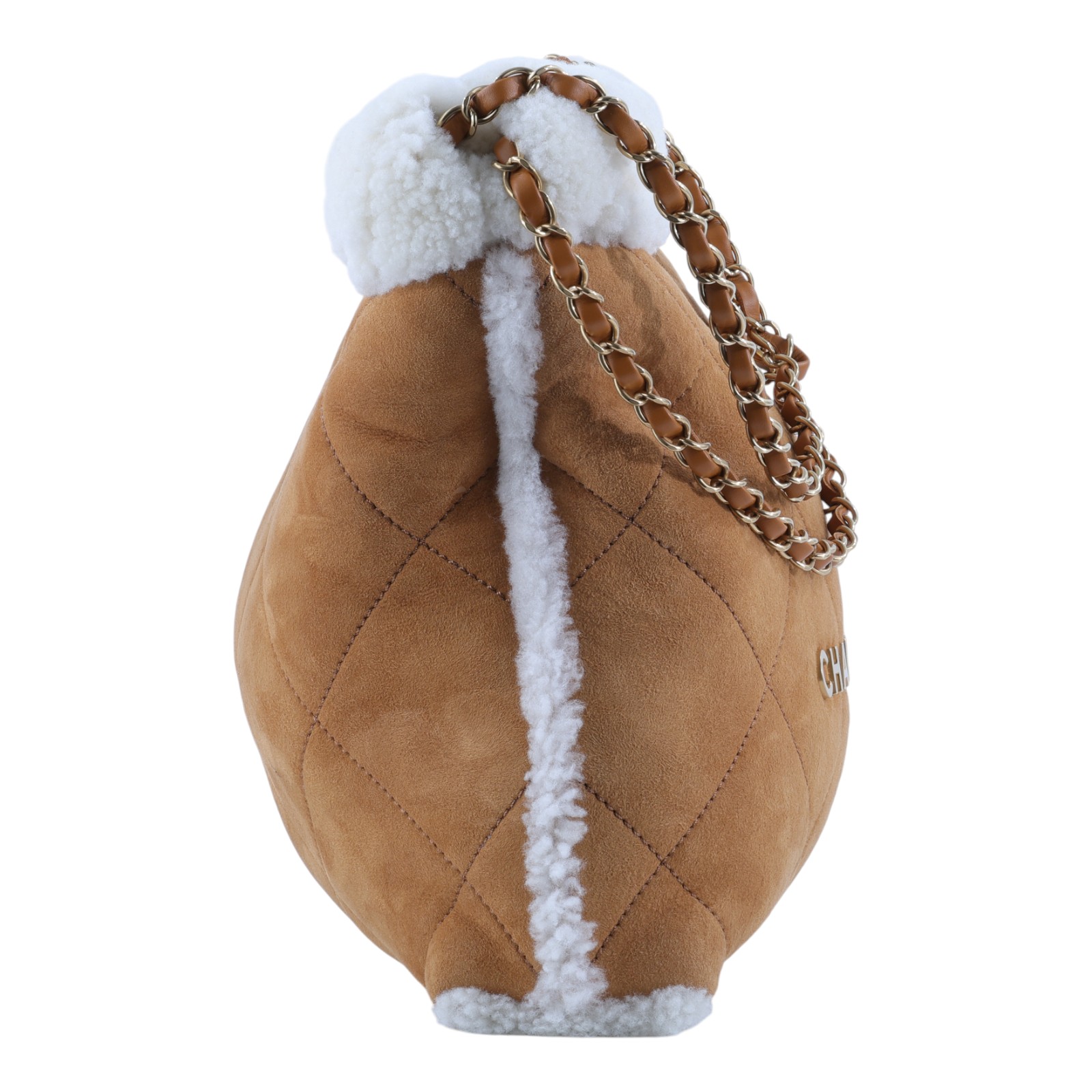 香奈兒 CHANEL 22 小型 束口包 AS3260 B13796 晶片款 咖麂皮泰迪22包  小號 防塵袋